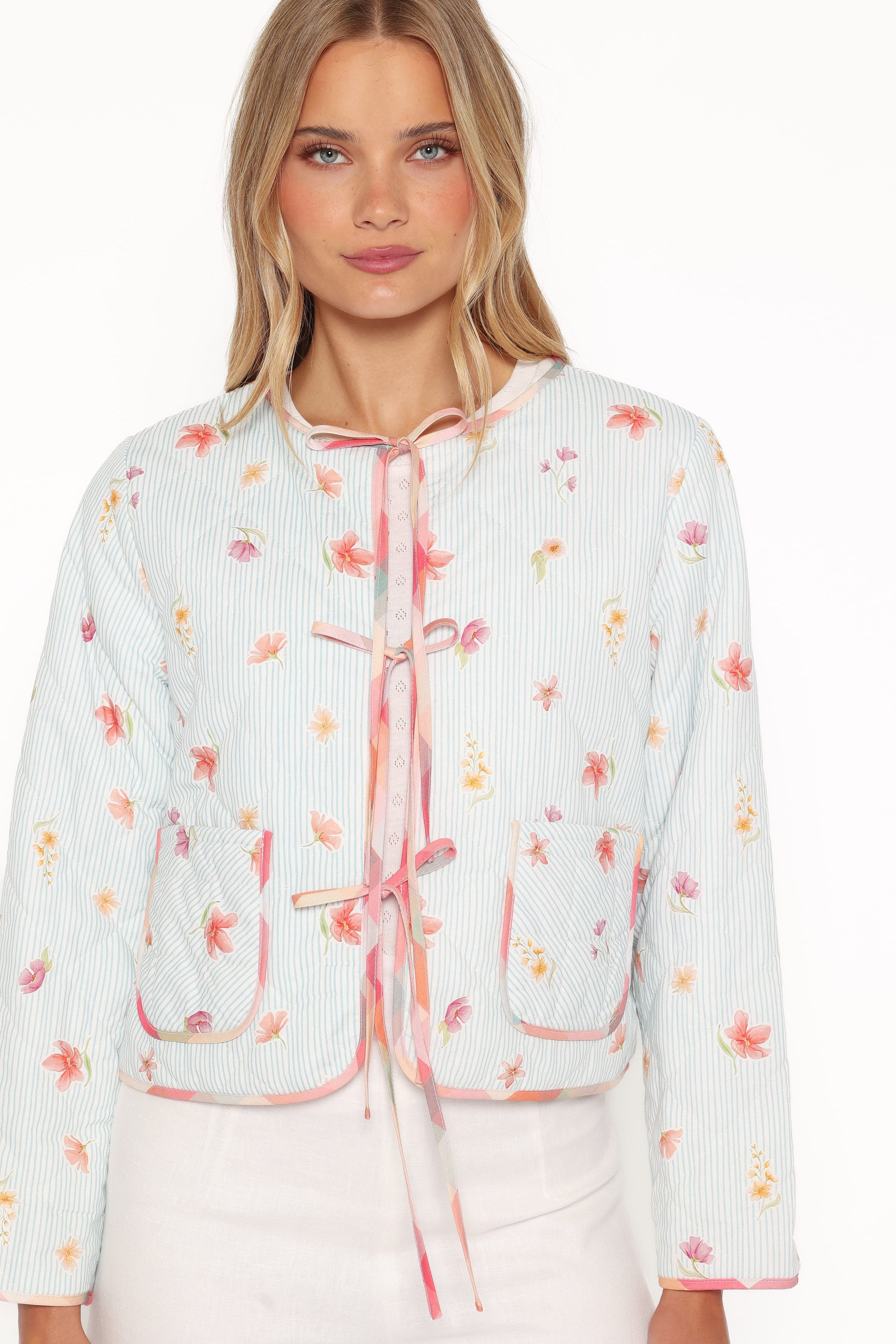 OUTERWEAR Percy Reversible Quilted Jacket - Blue Garden Stripe