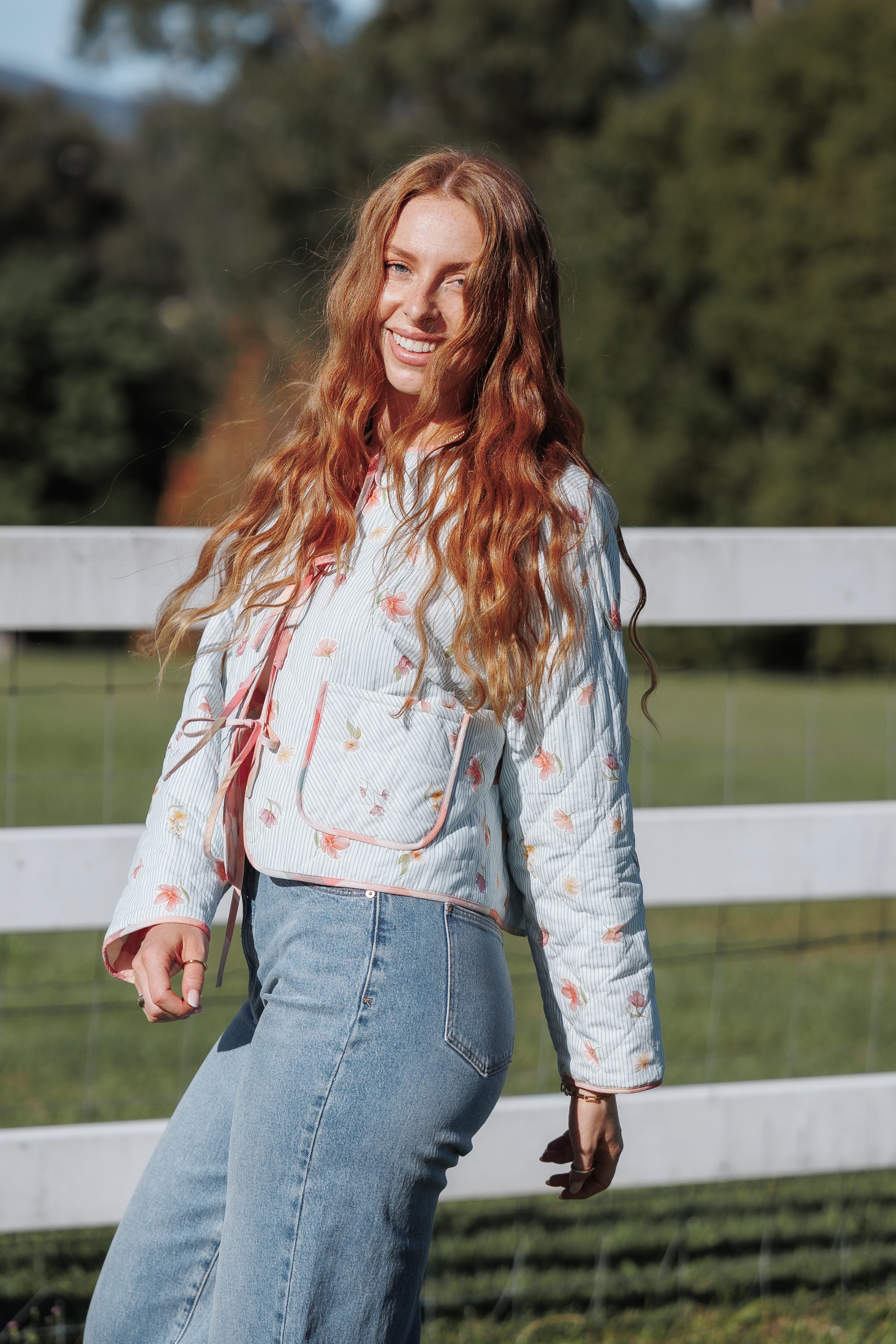 OUTERWEAR Percy Reversible Quilted Jacket - Blue Garden Stripe