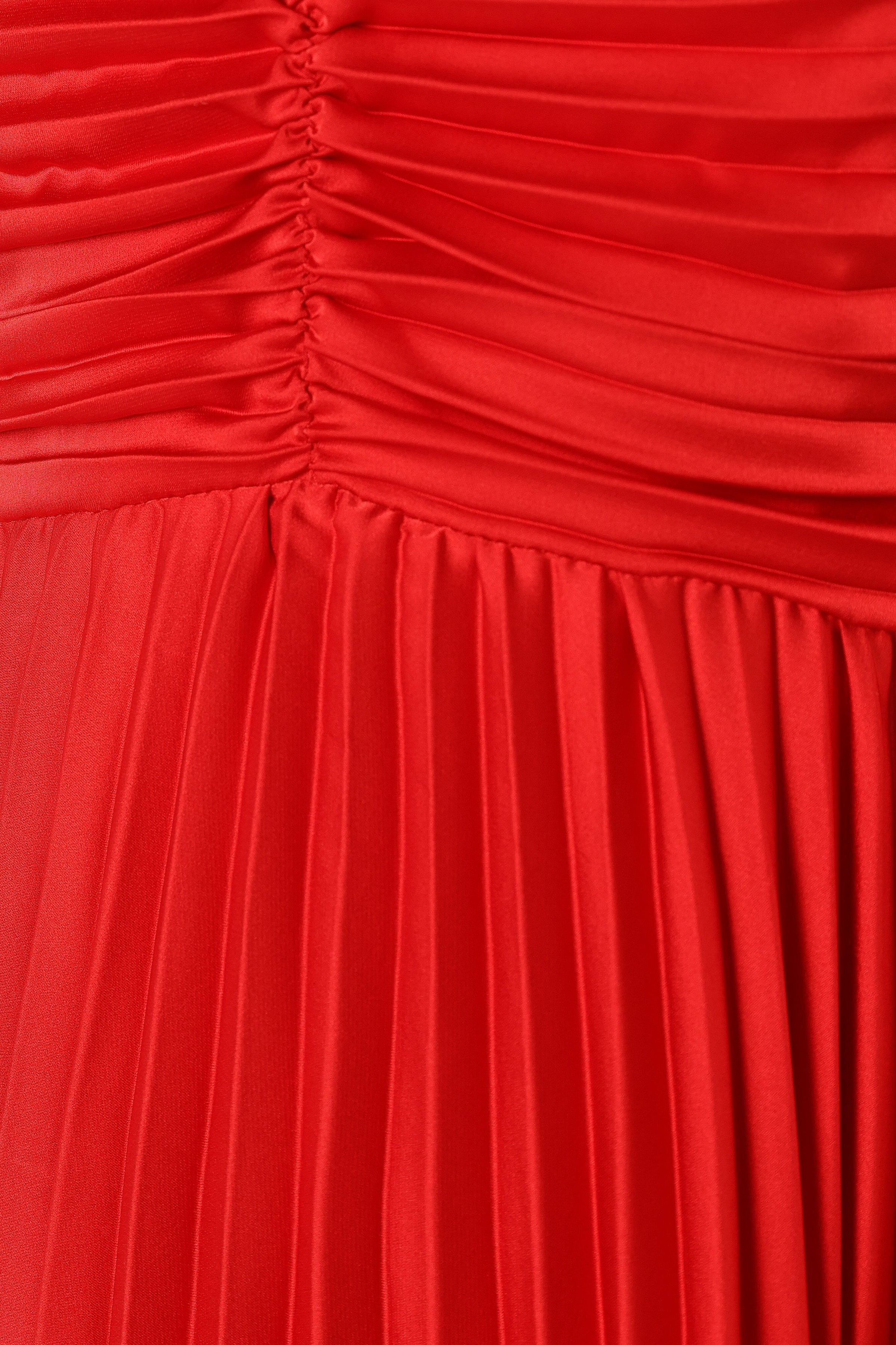 DRESSES @Naira Pleated Midi Dress - Red