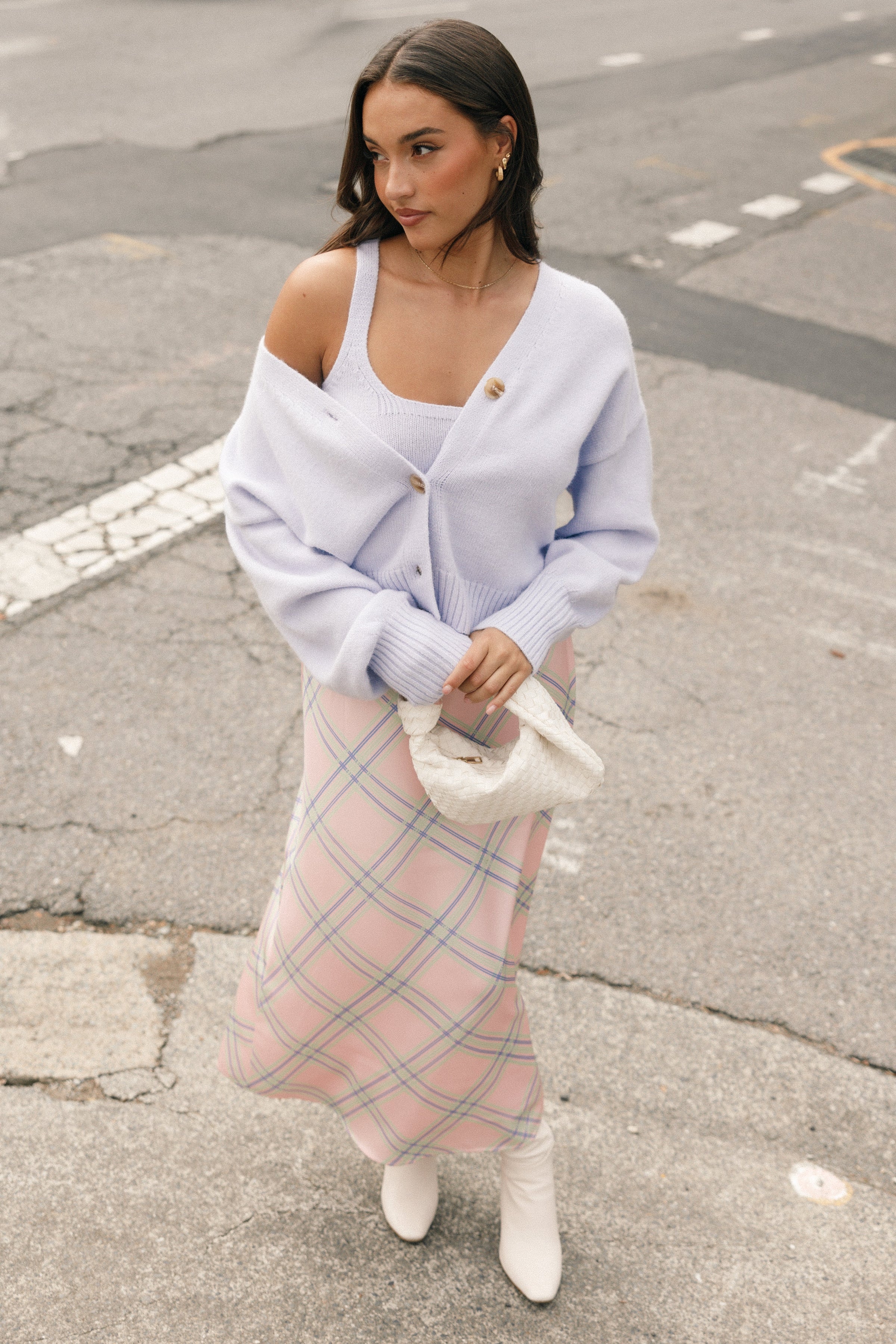 KNITWEAR @Isabel Button Front Cardigan - Lilac (Hold for Cool Beginnings)