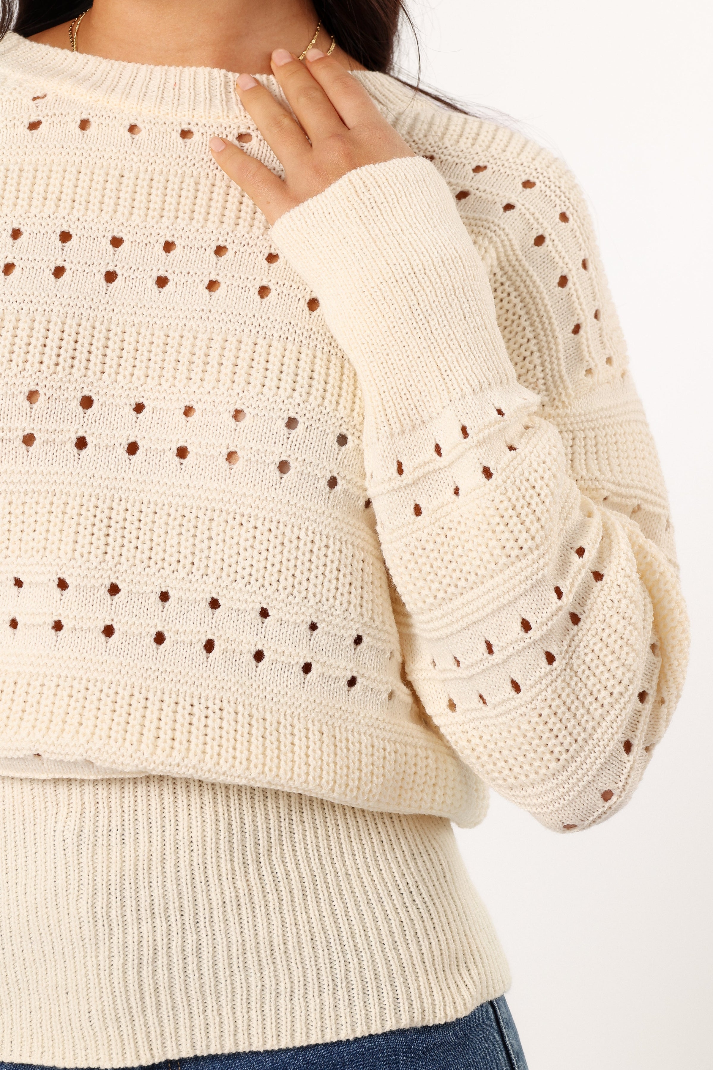 KNITWEAR @Watton Stripe Knit Sweater - Cream