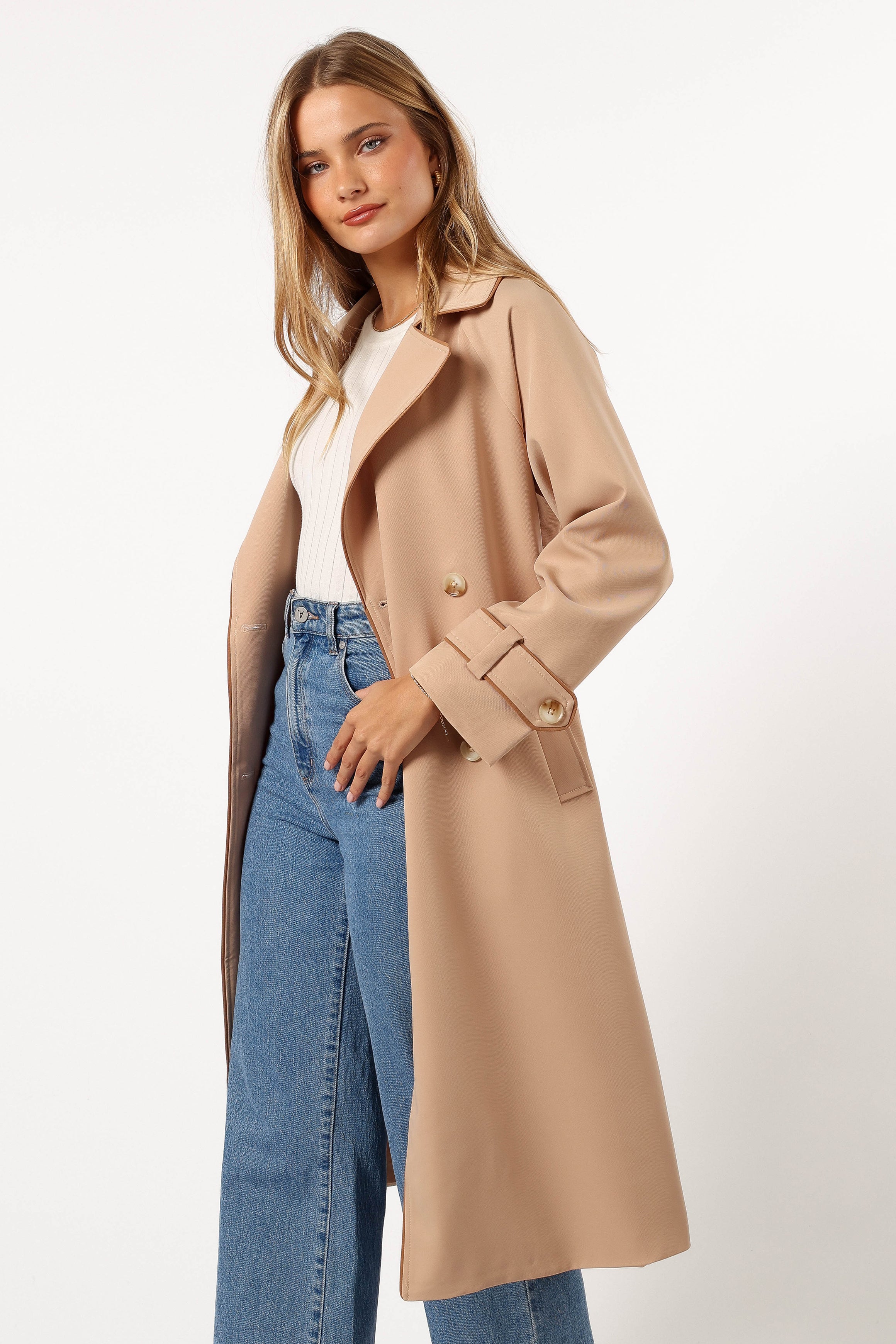 OUTERWEAR @Cayenne Contrast Binding Trench Coat - Camel