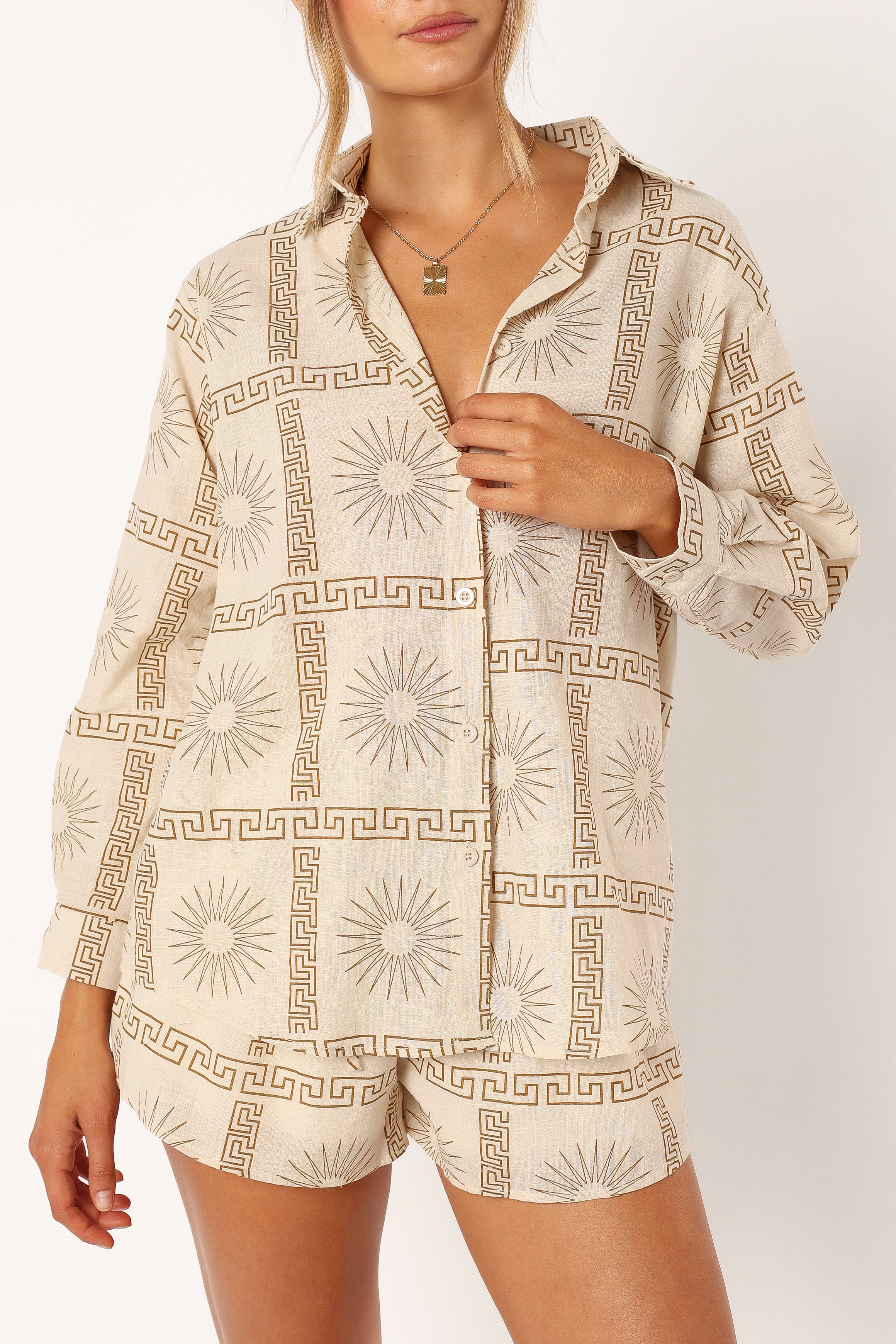 SETS @Penny Short Set - Beige Print