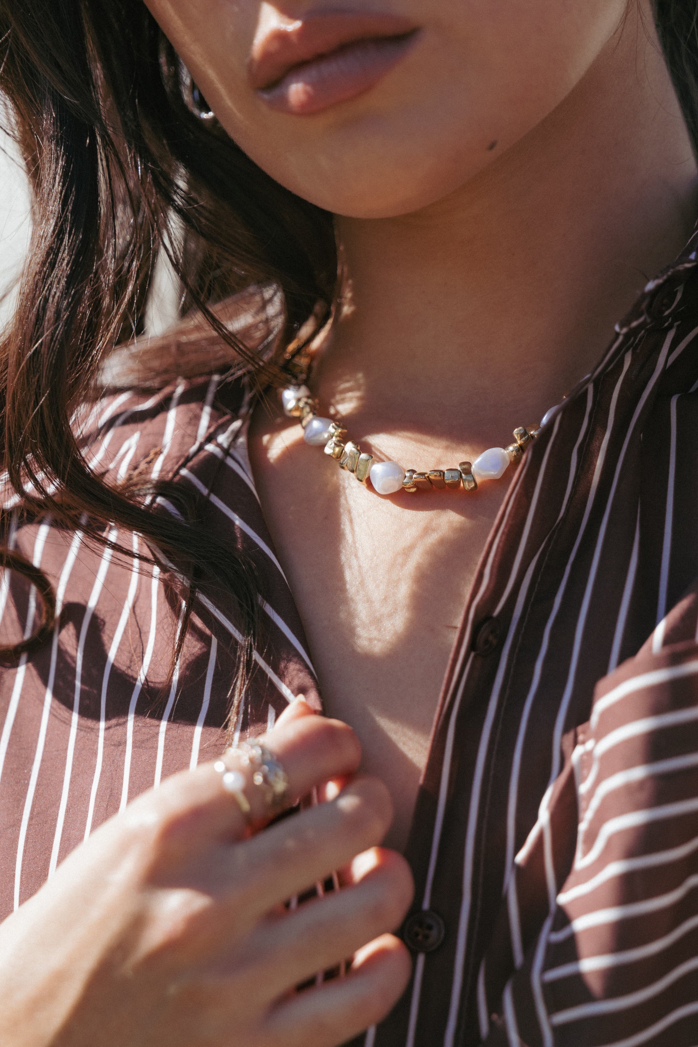 Petal and Pup USA ACCESSORIES Aisling Necklace - Gold/Pearl One Size