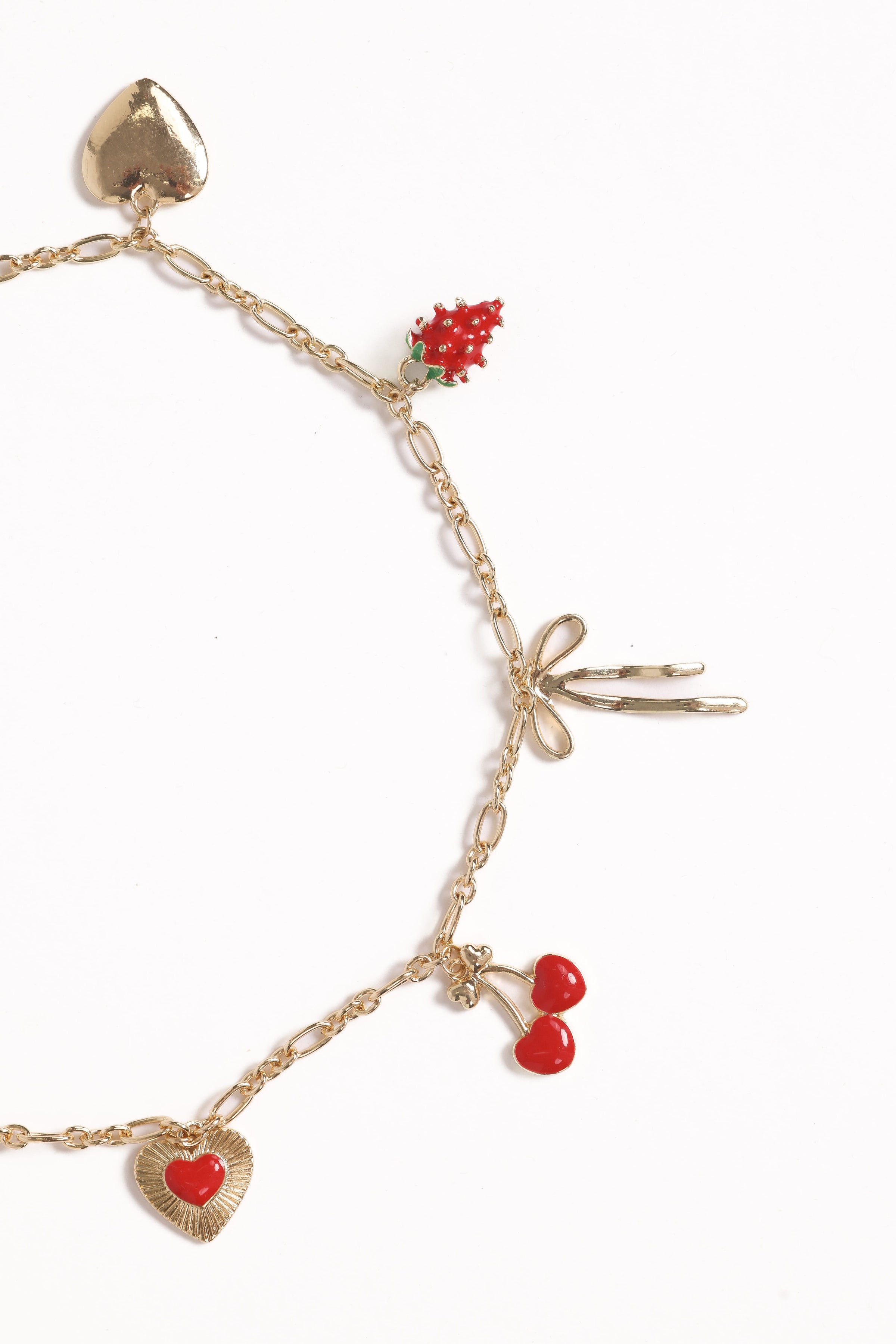 Petal and Pup USA ACCESSORIES Alyssa Charm Necklace - Gold/Red One Size