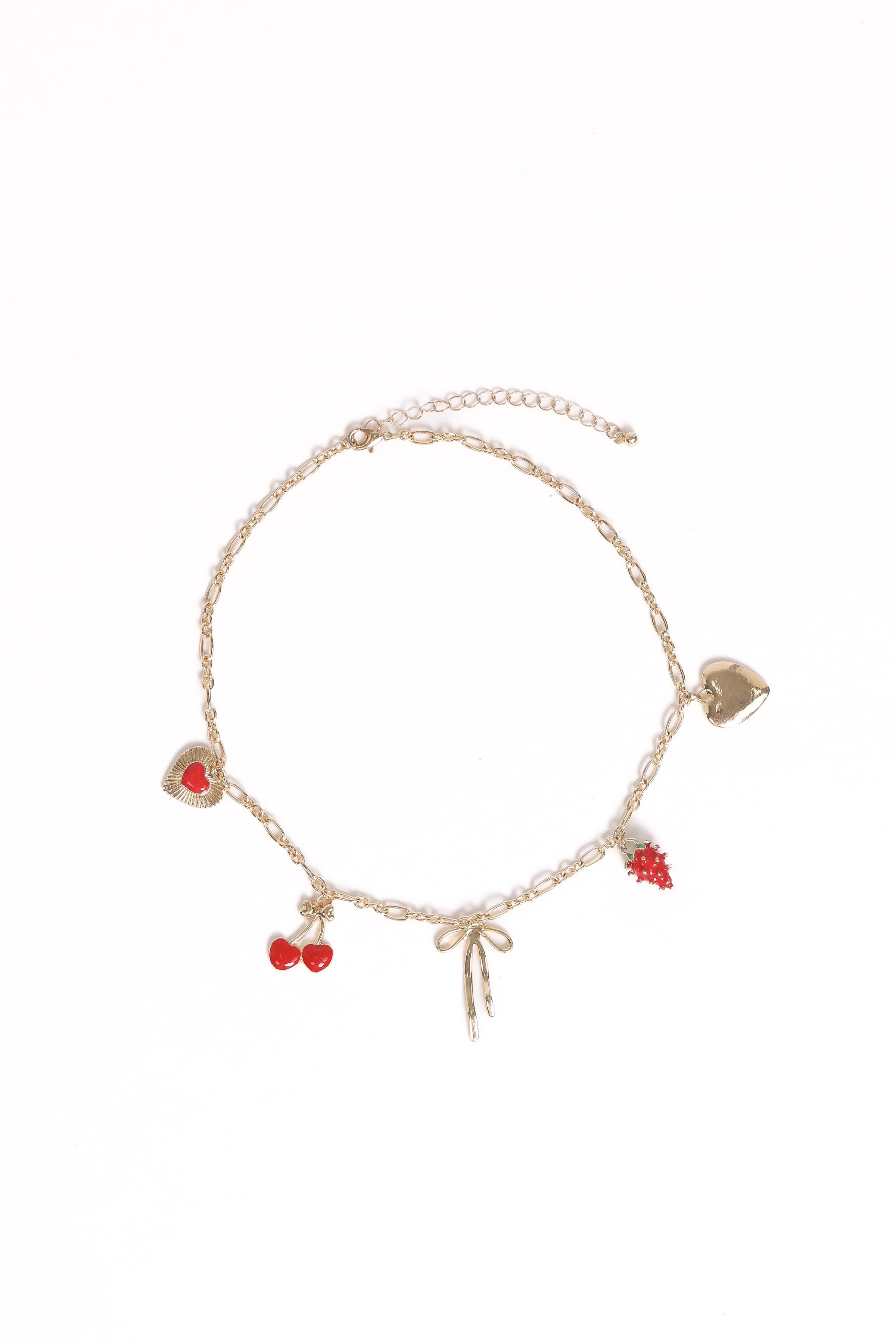Petal and Pup USA ACCESSORIES Alyssa Charm Necklace - Gold/Red One Size
