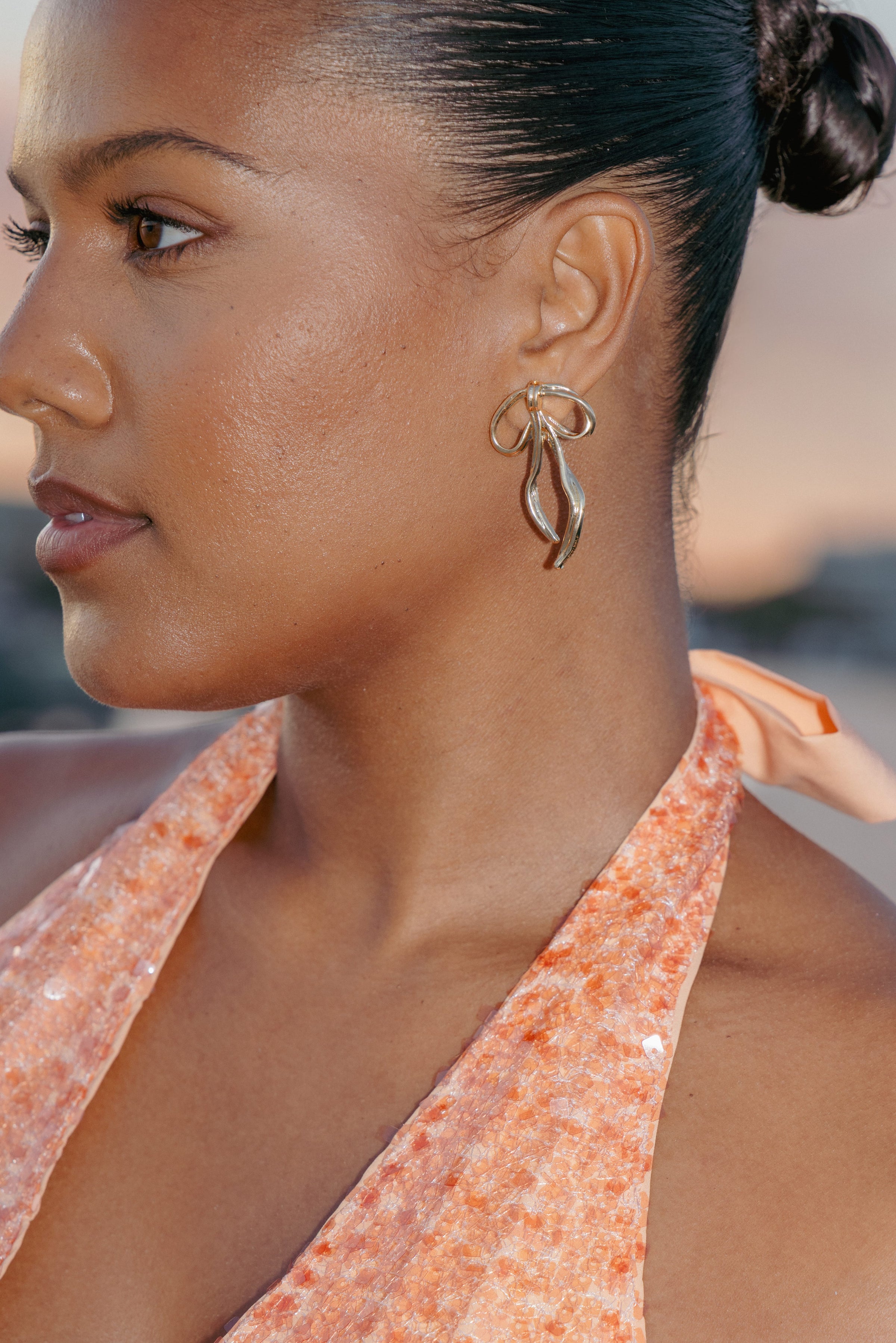 Petal and Pup USA ACCESSORIES Avery Bow Earrings - Gold One Size
