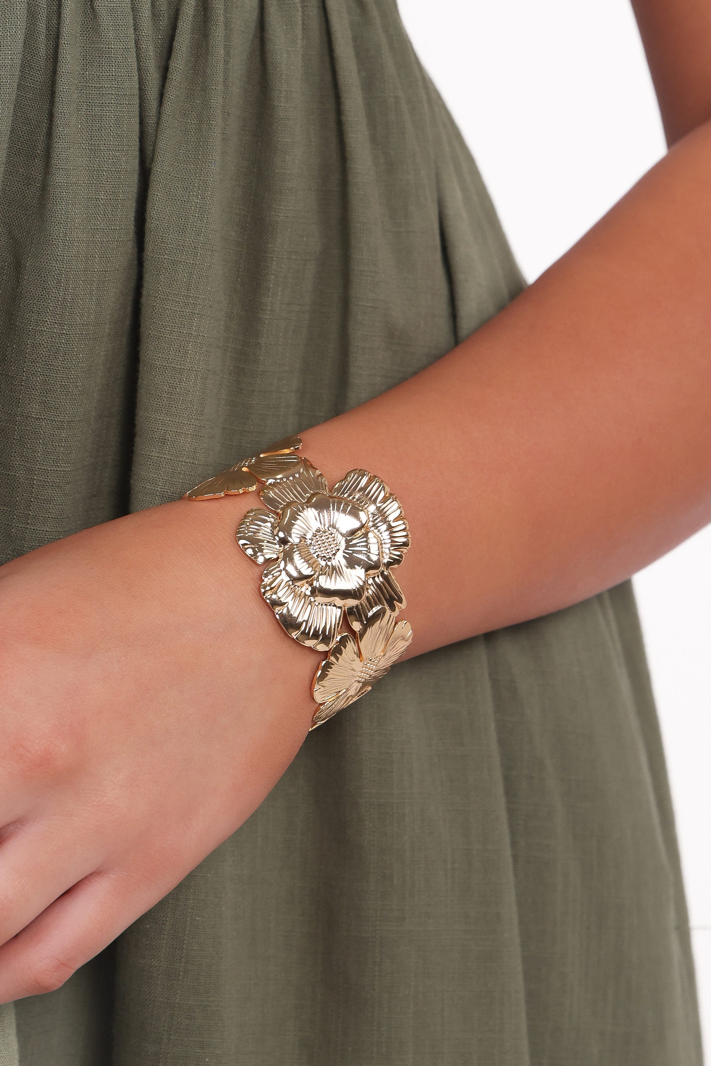 Petal and Pup USA ACCESSORIES Bloom Cuff Bracelet - Gold One Size