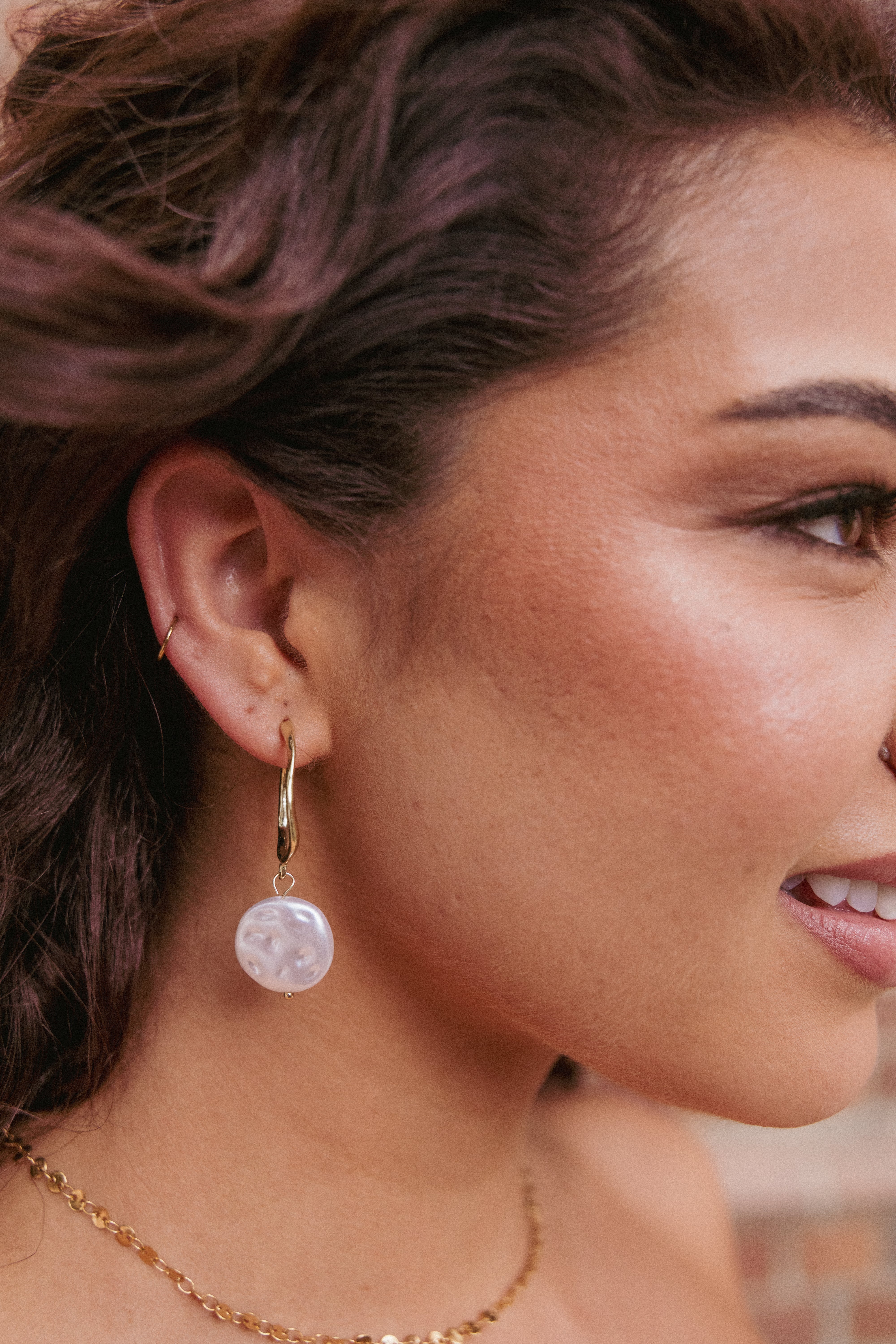 Petal and Pup USA ACCESSORIES Carina Pearl Earrings - Gold One Size