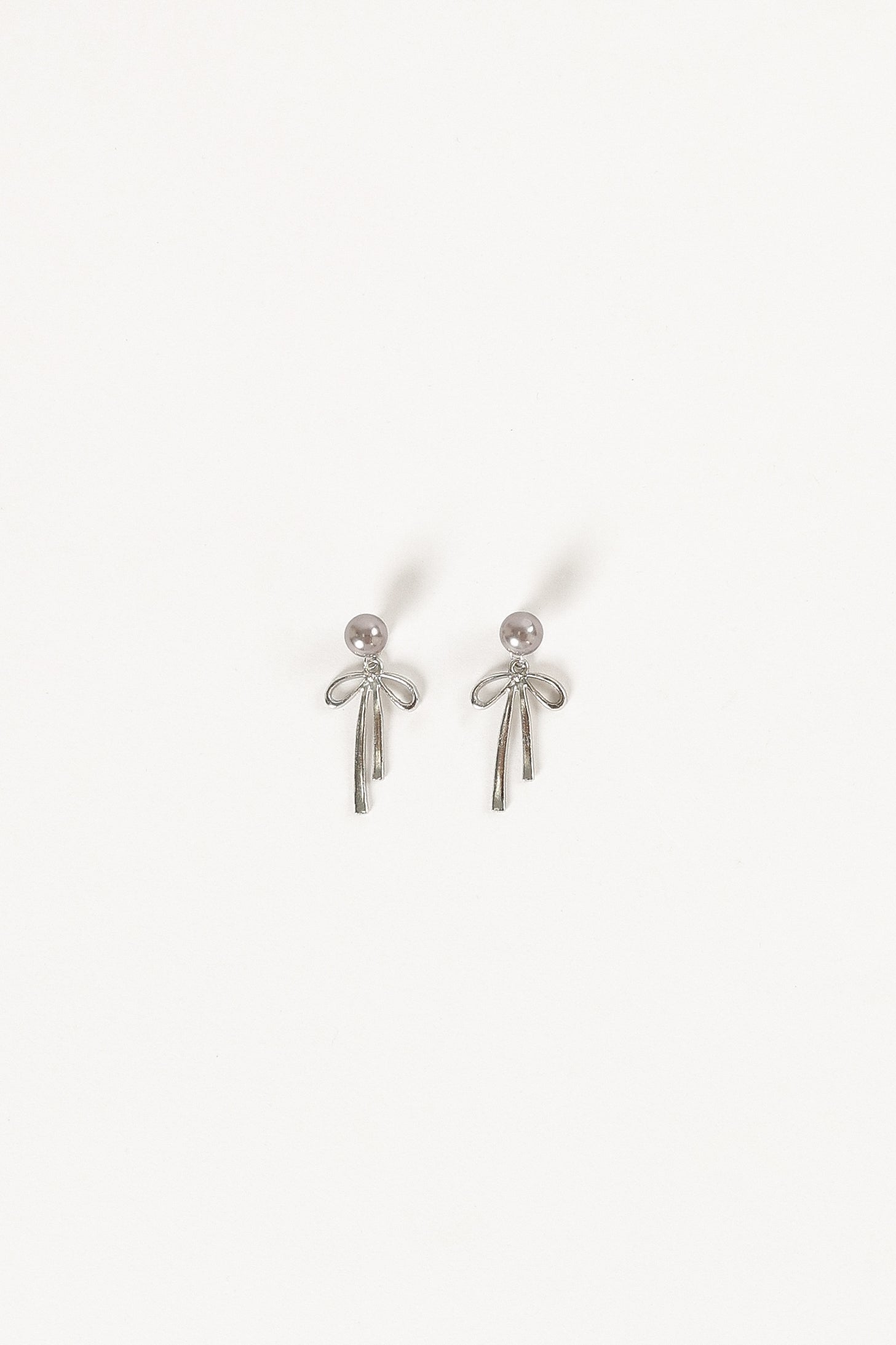 Petal and Pup USA ACCESSORIES Elena Bow Earrings - Silver One Size