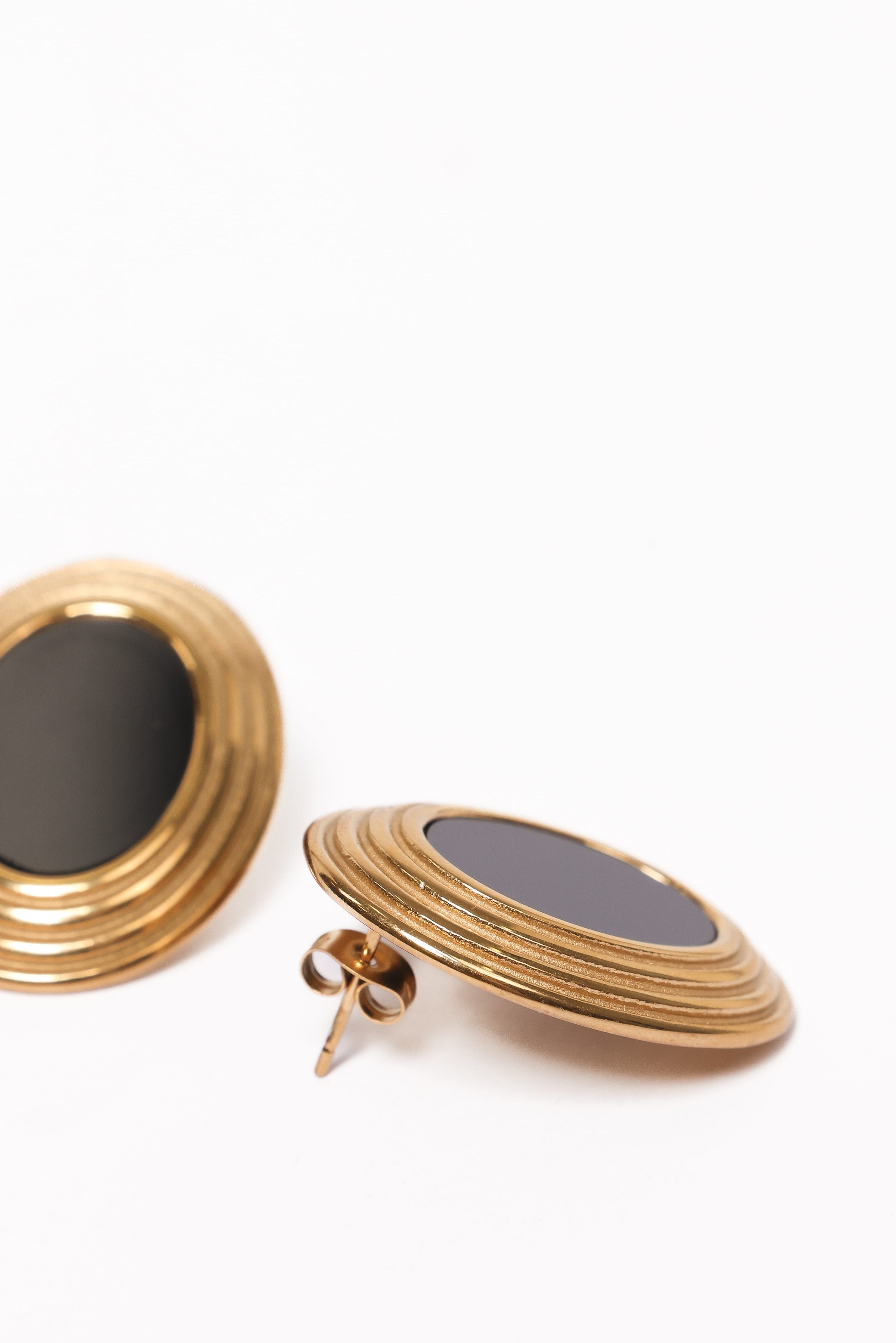 Petal and Pup USA ACCESSORIES Francine Earrings - Black/Gold One Size