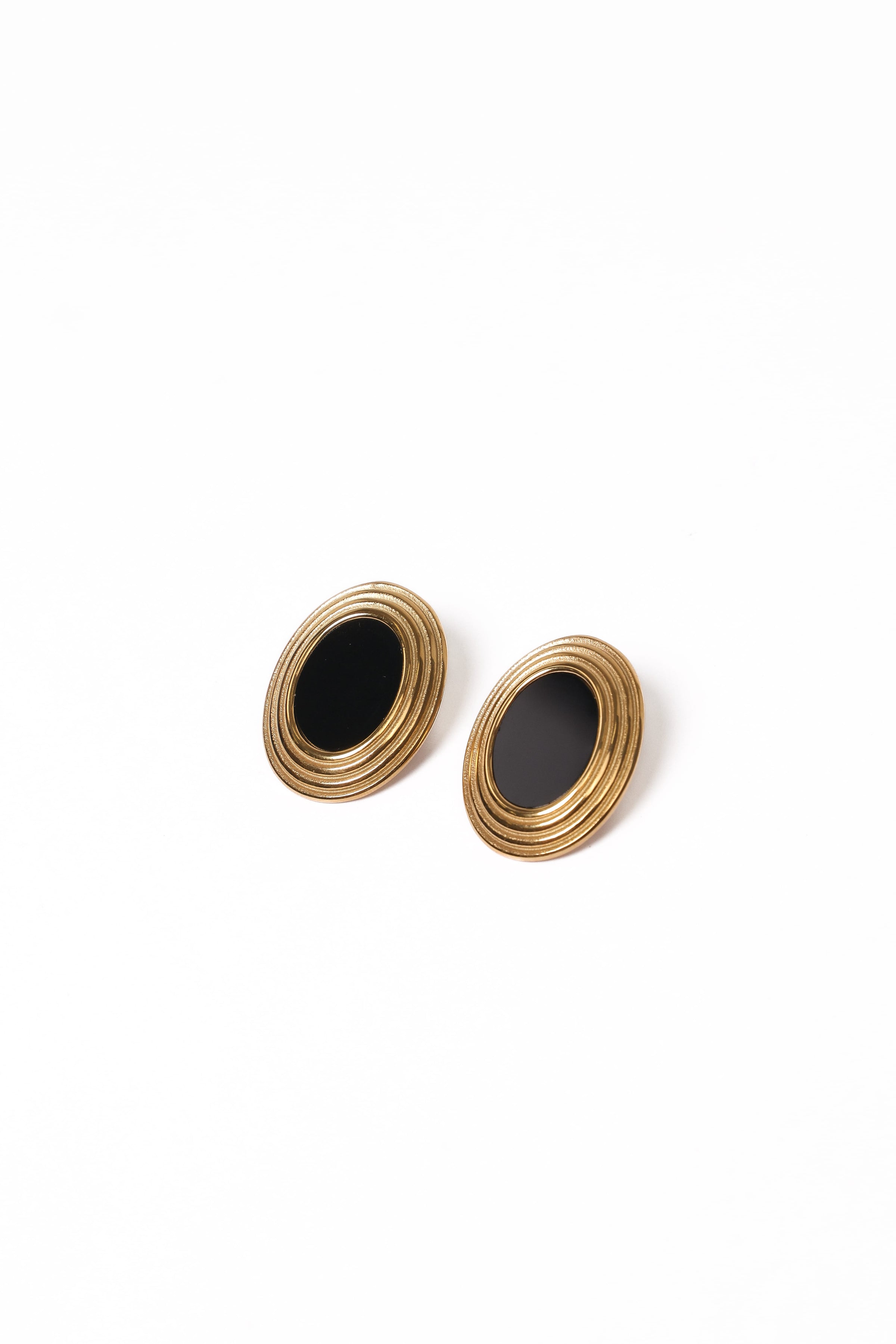 Petal and Pup USA ACCESSORIES Francine Earrings - Black/Gold One Size