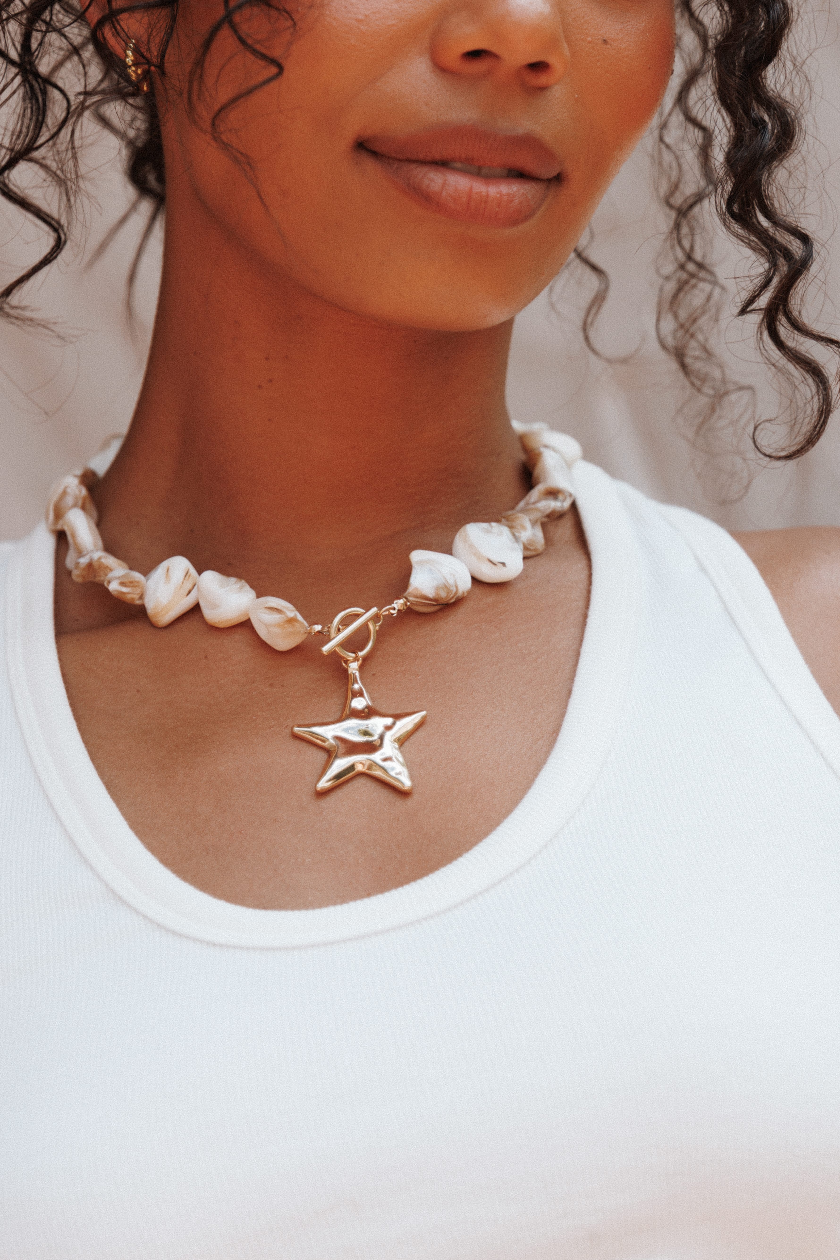 Petal and Pup USA ACCESSORIES Gabbie Star Necklace - Pearl/Gold One Size