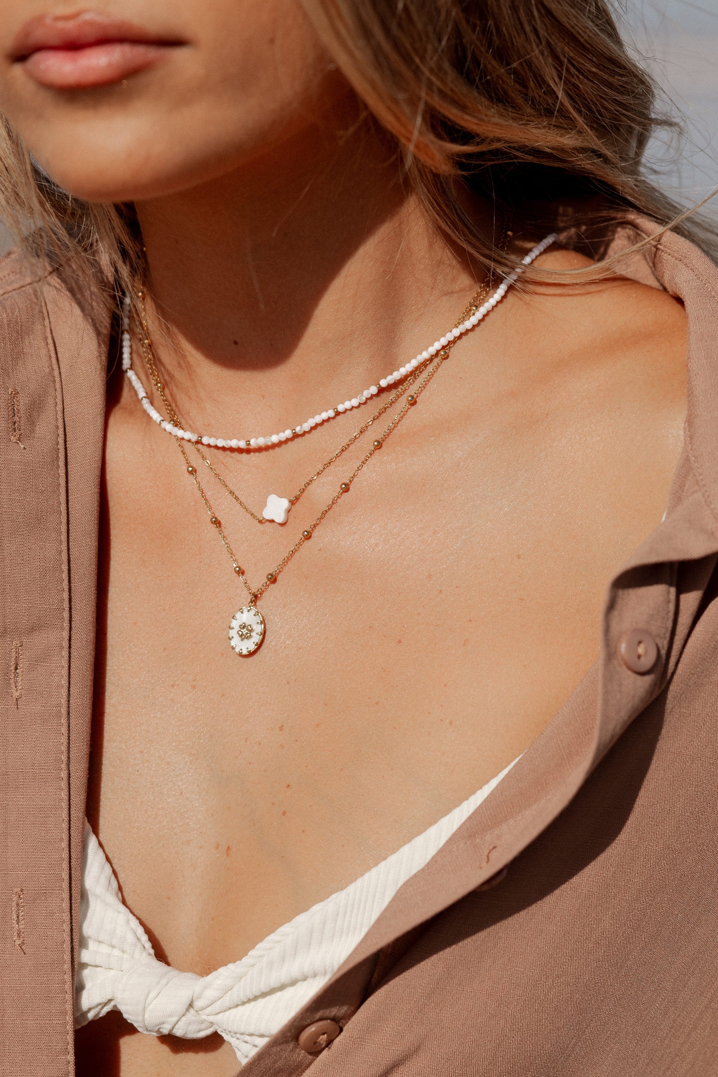 Petal and Pup USA ACCESSORIES Goldie Necklace - Gold/White One Size