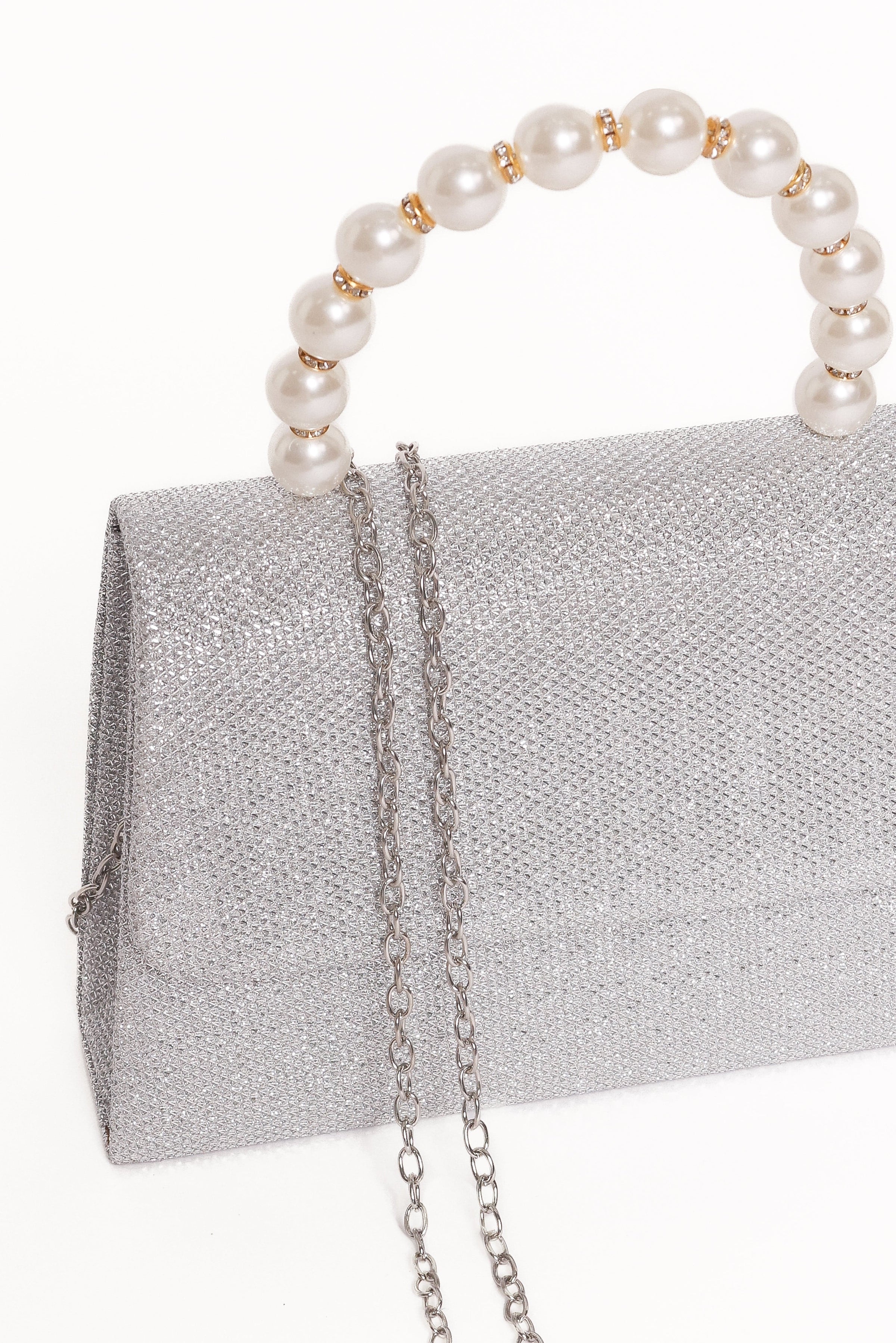 Petal and Pup USA ACCESSORIES Jenn Embellished Bag - Champagne/Pearl One Size