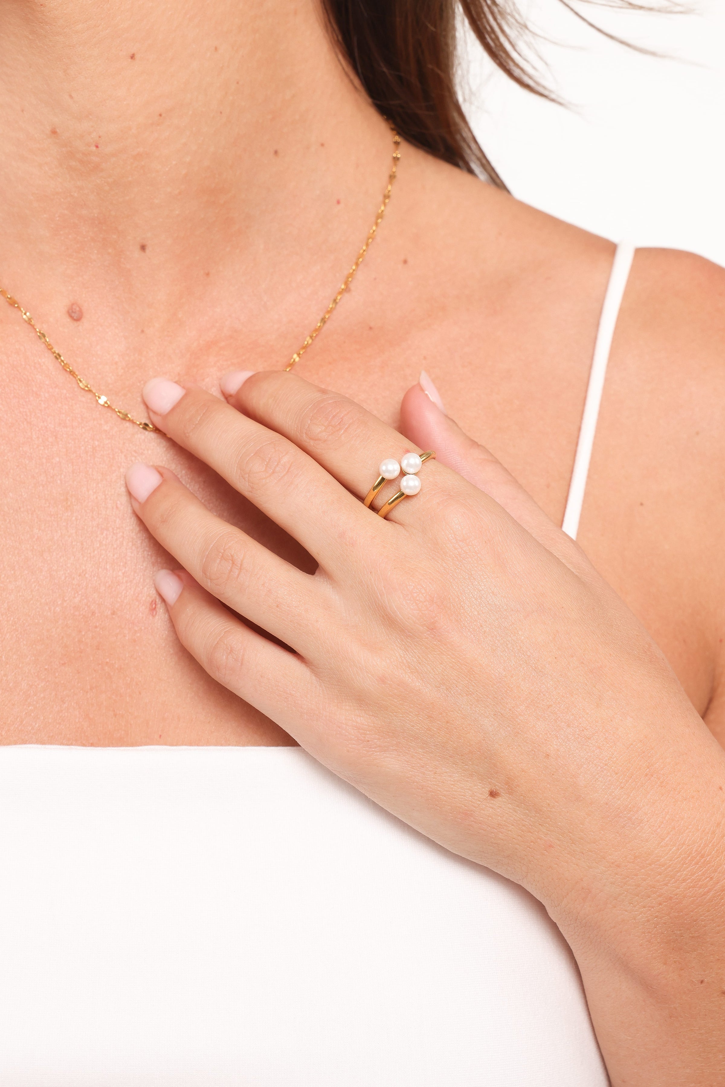 Petal and Pup USA ACCESSORIES Kelsey Pearl Ring - Gold One Size