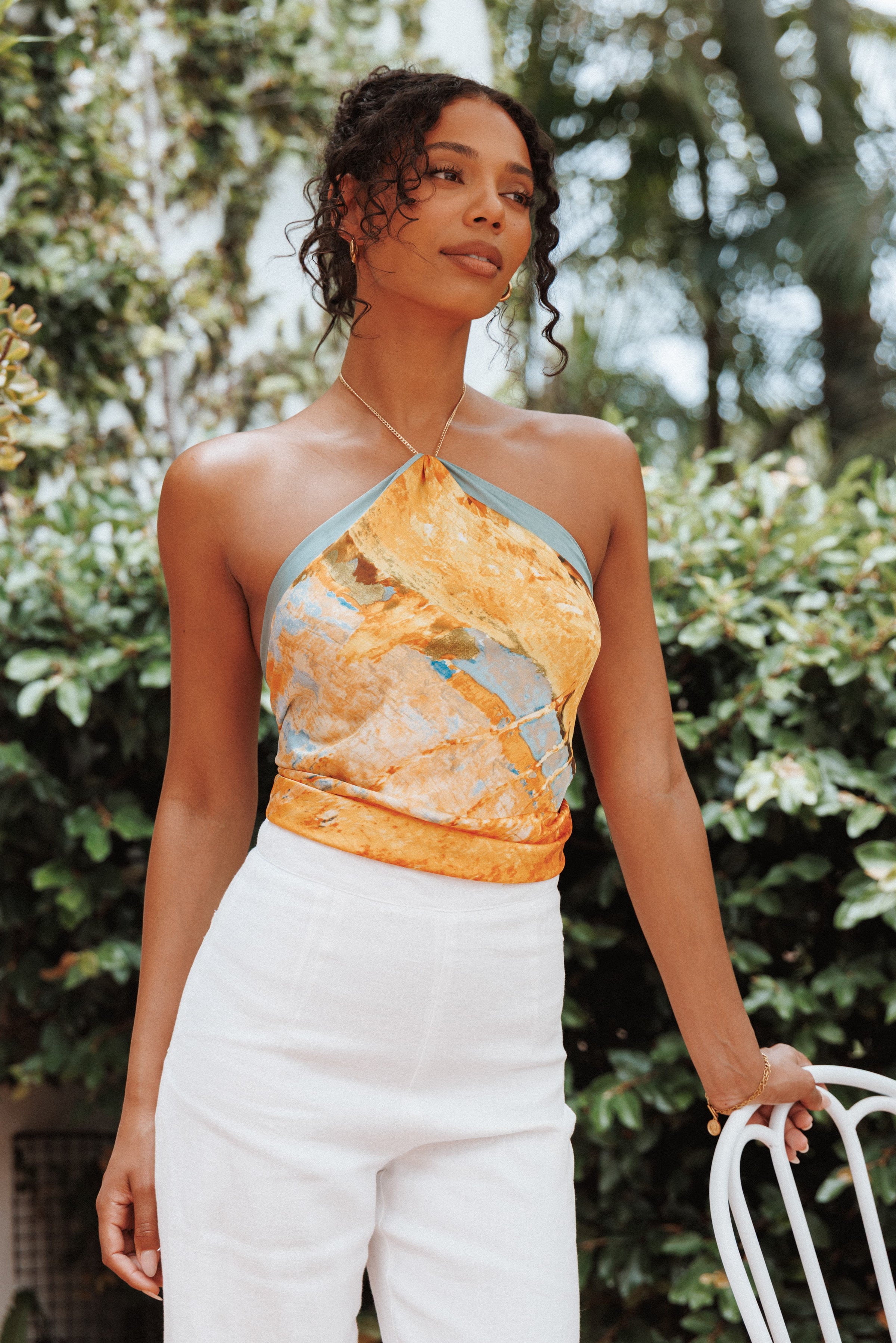 Petal and Pup USA ACCESSORIES Loreta Hair Scarf - Yellow/Blue One Size