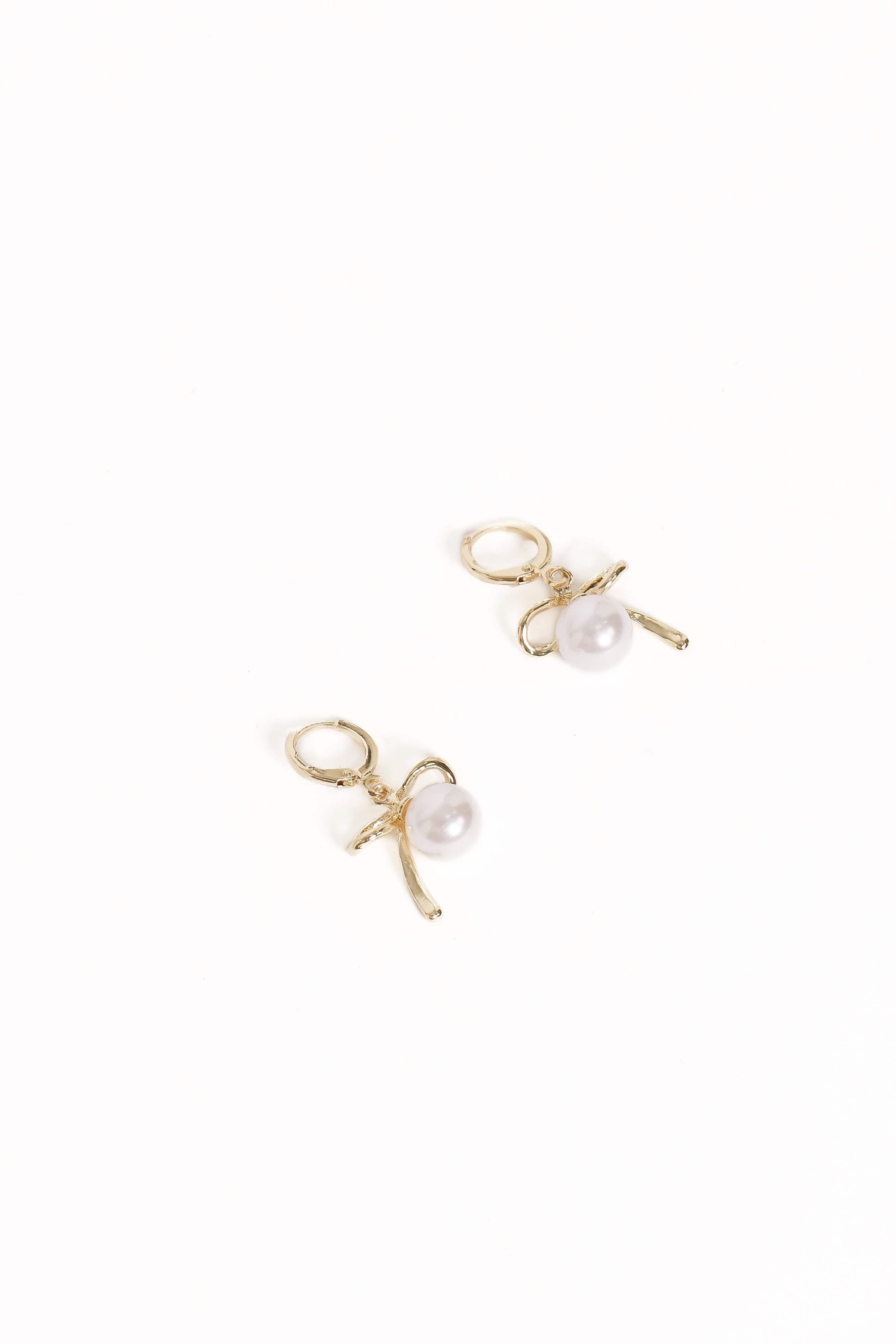 Petal and Pup USA ACCESSORIES Louisa Bow Earrings - Gold/Pearl One Size