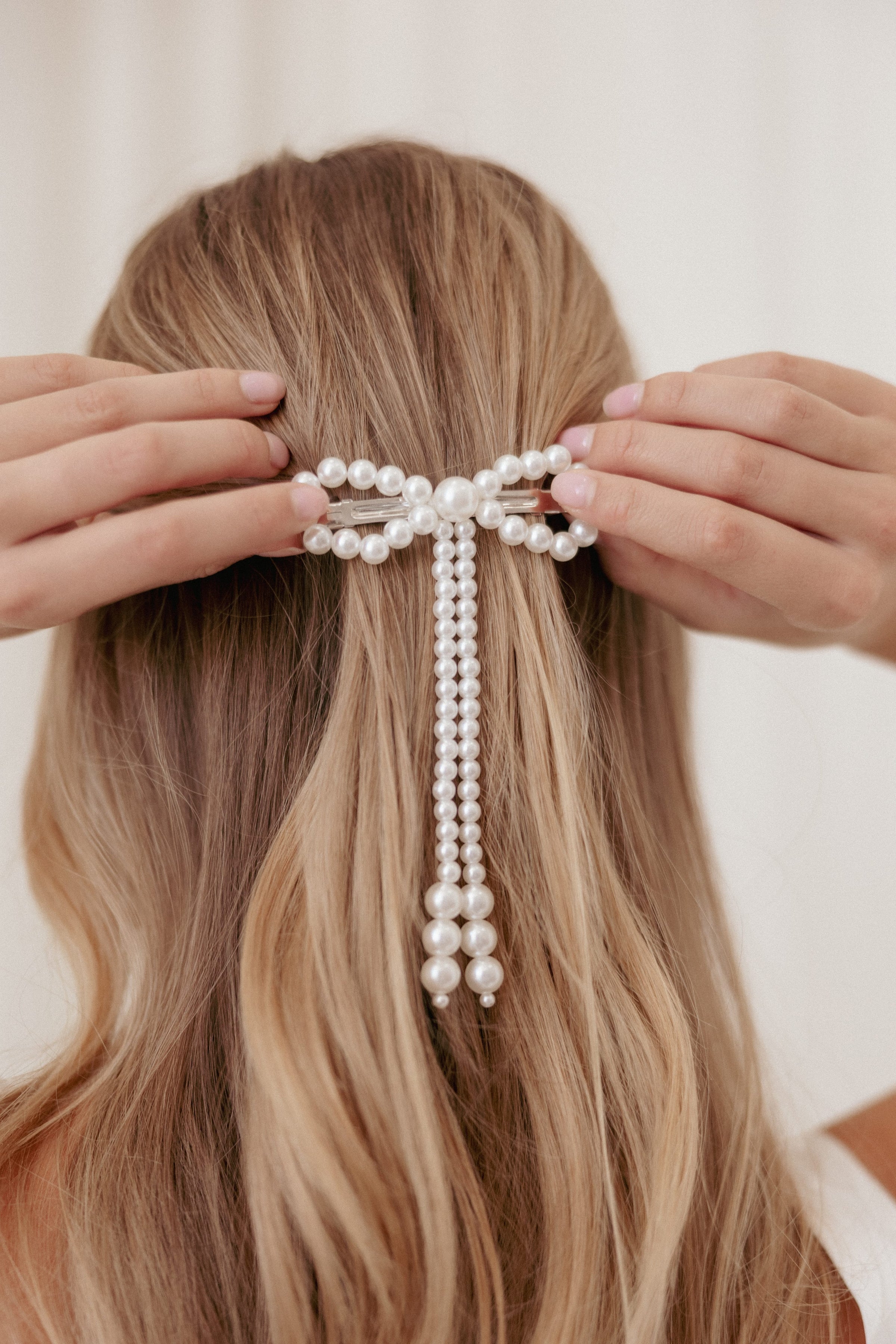 Petal and Pup USA ACCESSORIES Marcella Hair Bow Clip - Pearl One Size
