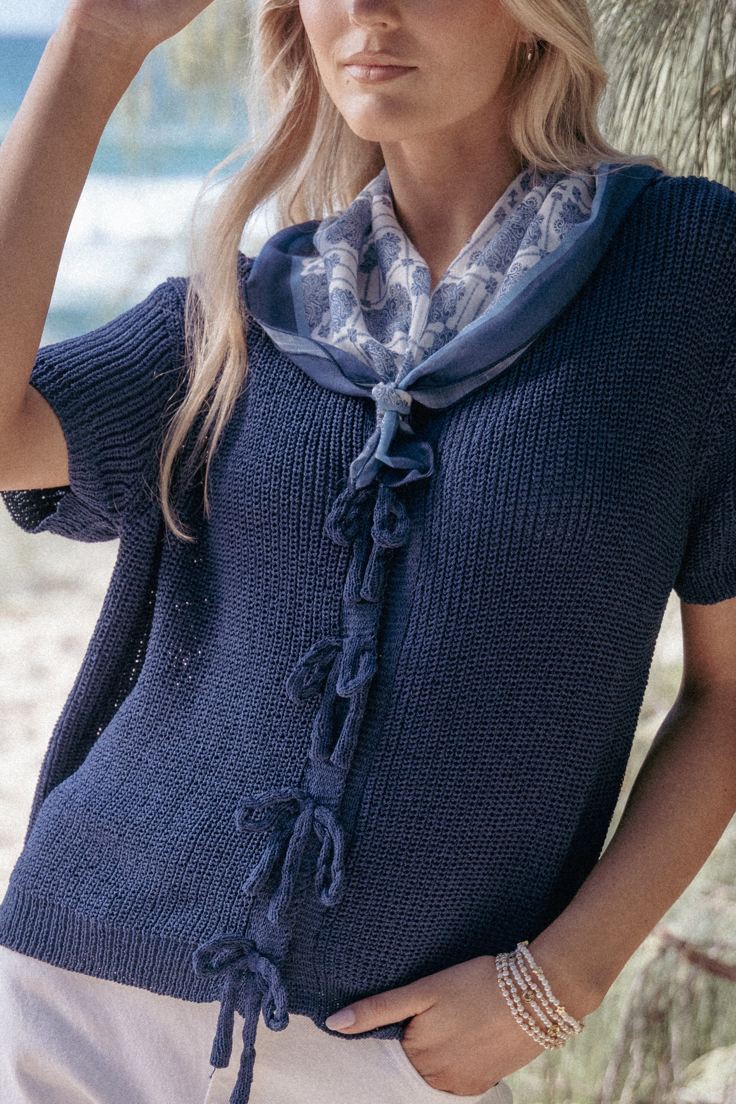 Petal and Pup USA ACCESSORIES Nadia Scarf - Blue One Size