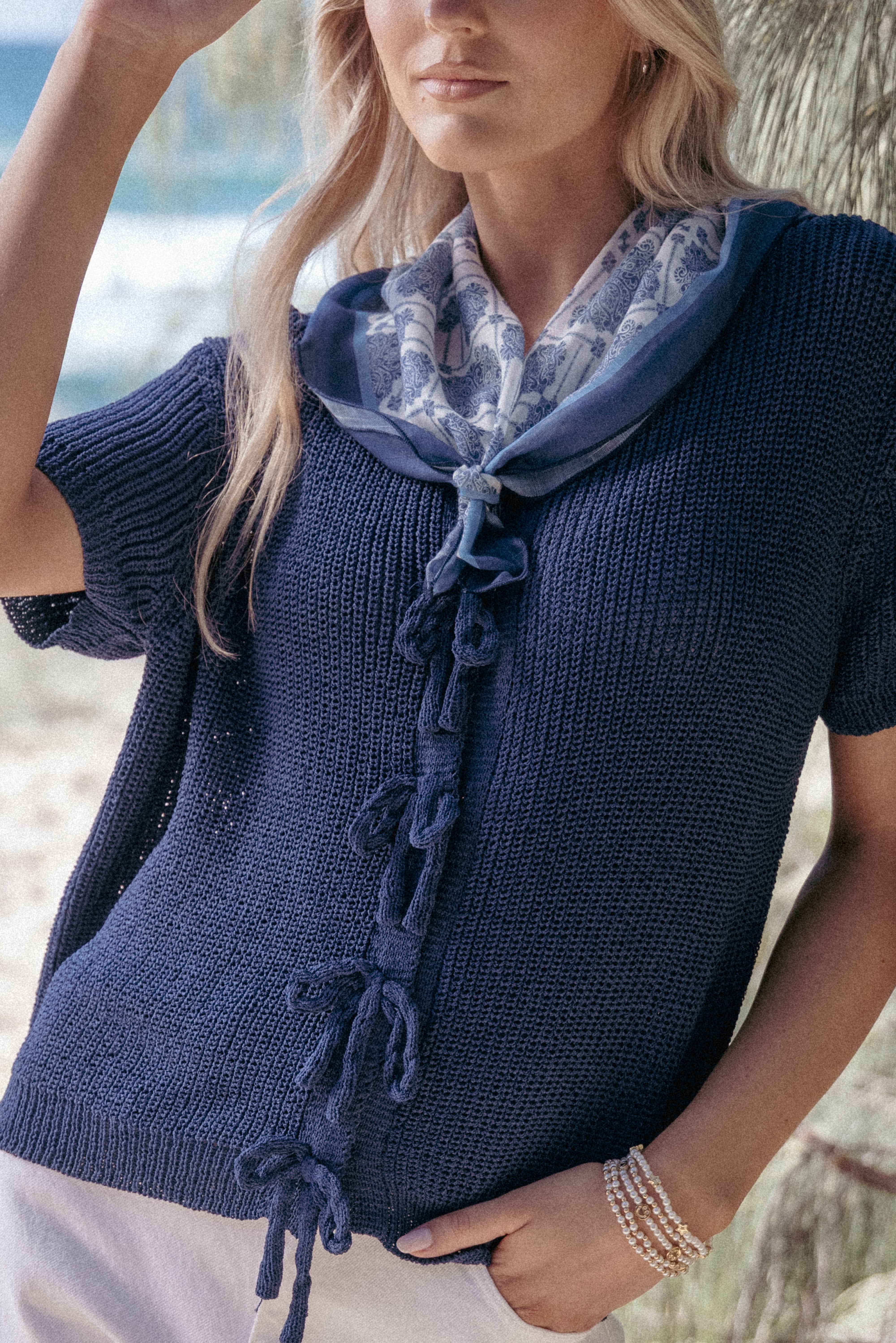Petal and Pup USA ACCESSORIES Nadia Scarf - Blue One Size