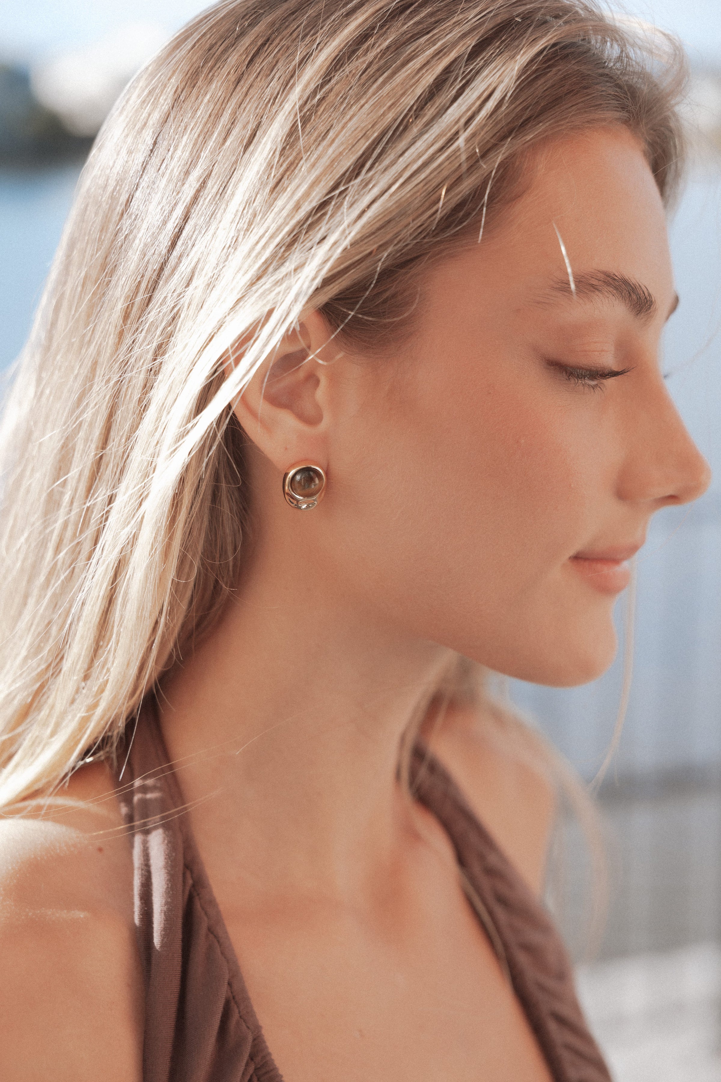 Petal and Pup USA ACCESSORIES Nova Earrings - Brown/Gold One Size