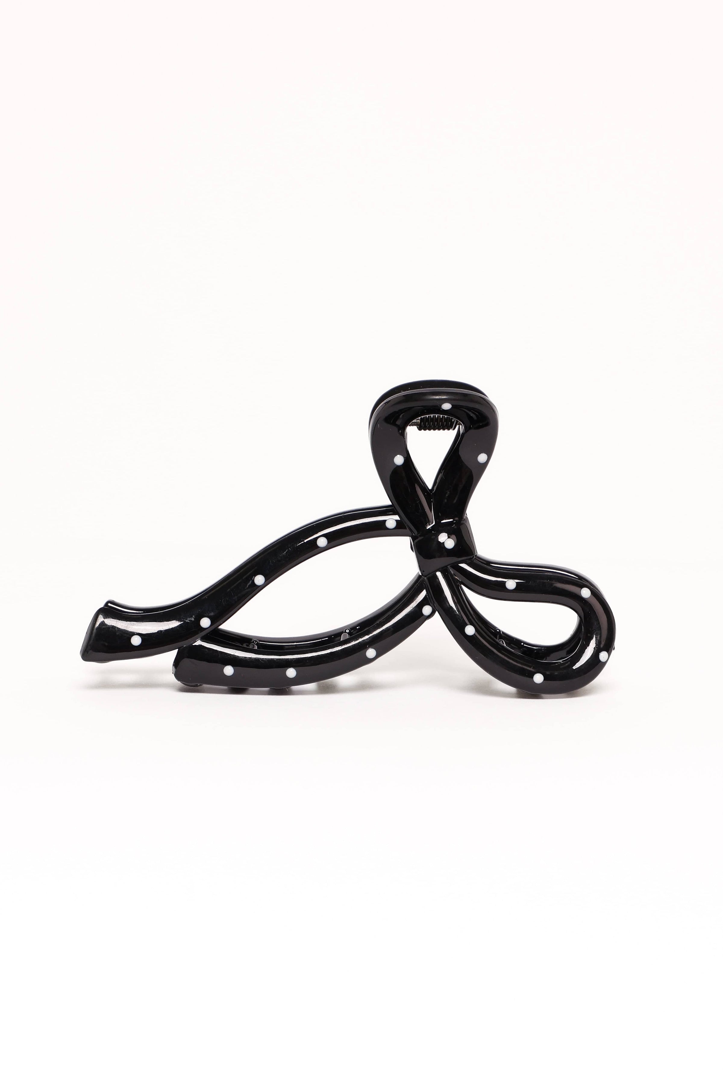 Petal and Pup USA ACCESSORIES Nova Hair Clip - Black Polka Dot One Size