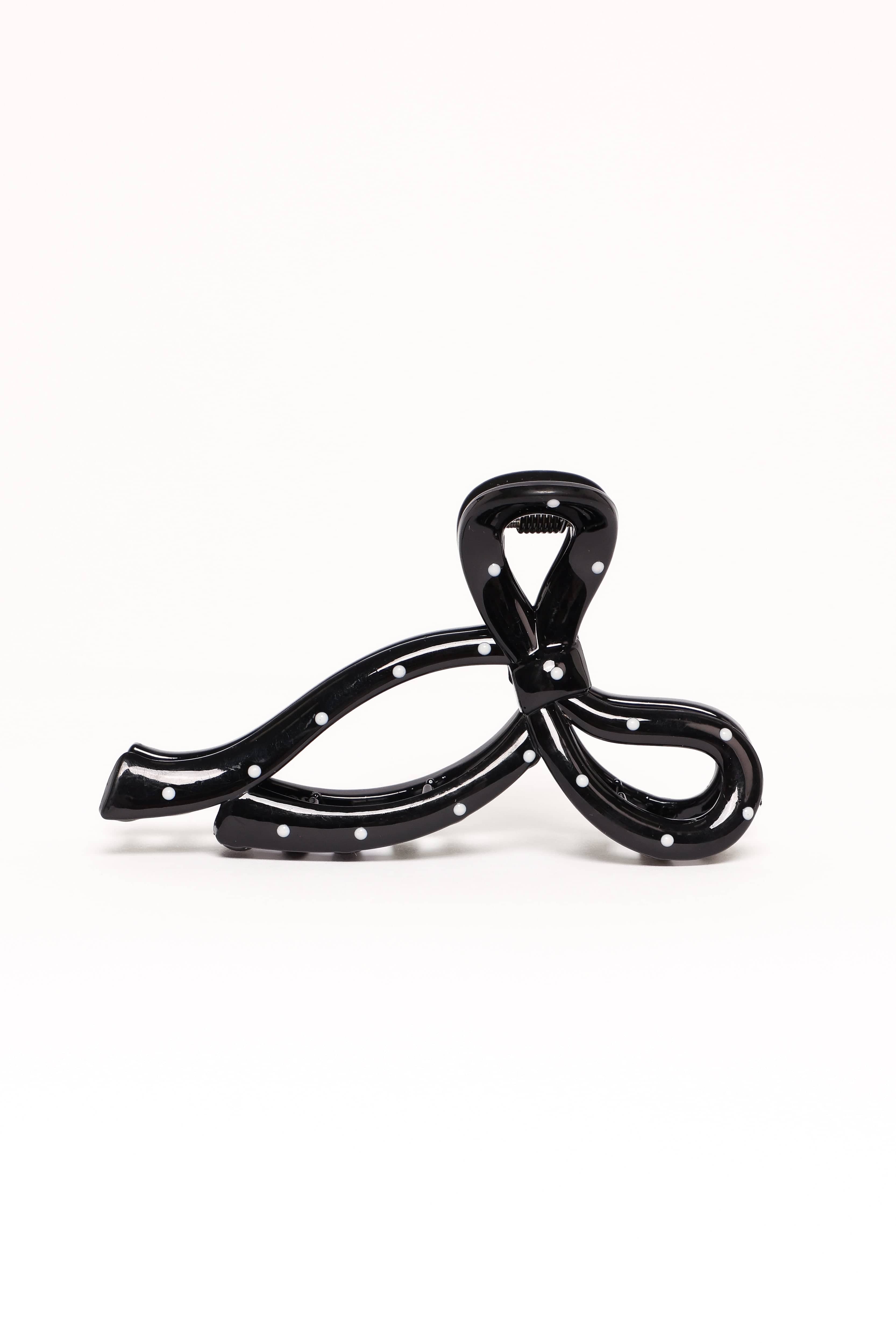 Petal and Pup USA ACCESSORIES Nova Hair Clip - Black Polka Dot One Size