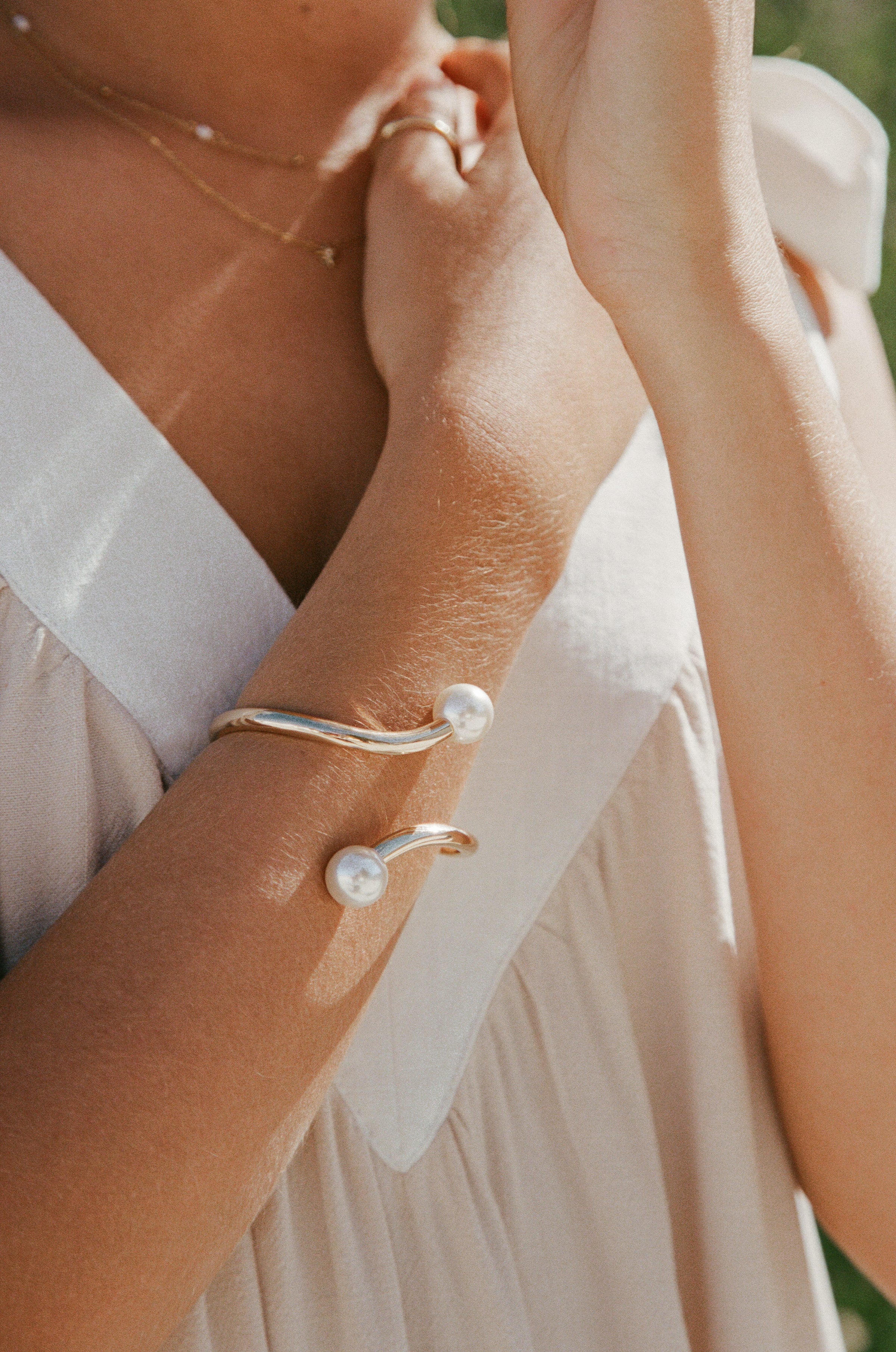 Petal and Pup USA ACCESSORIES Petra Cuff - Gold/Pearl One Size