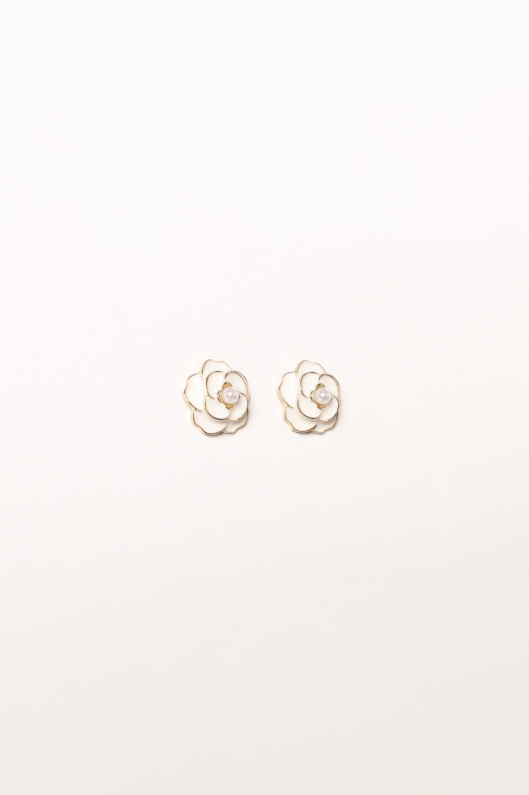 Petal and Pup USA ACCESSORIES Reina Flower Earrings - Gold White One Size