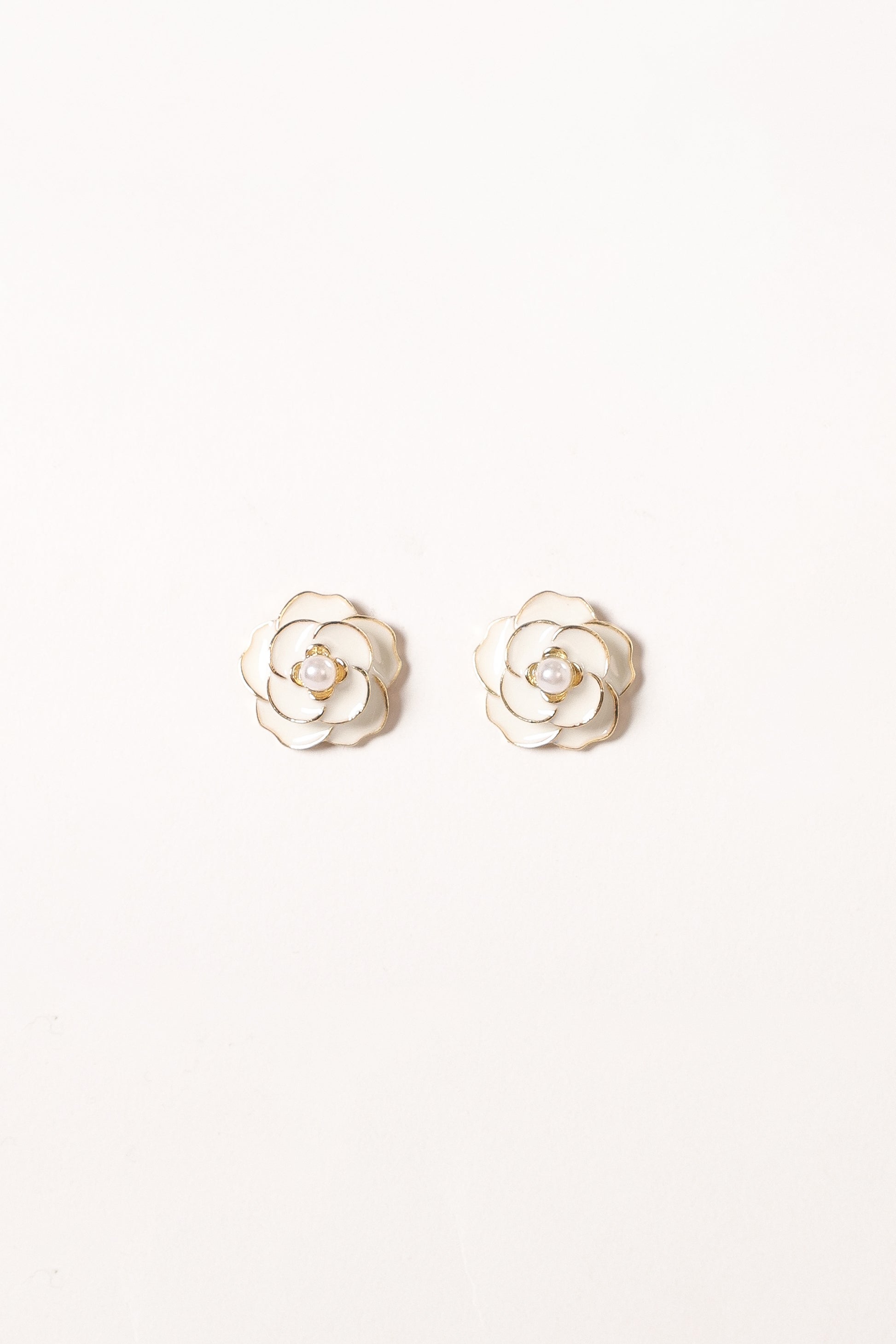 Petal and Pup USA ACCESSORIES Reina Flower Earrings - Gold White One Size