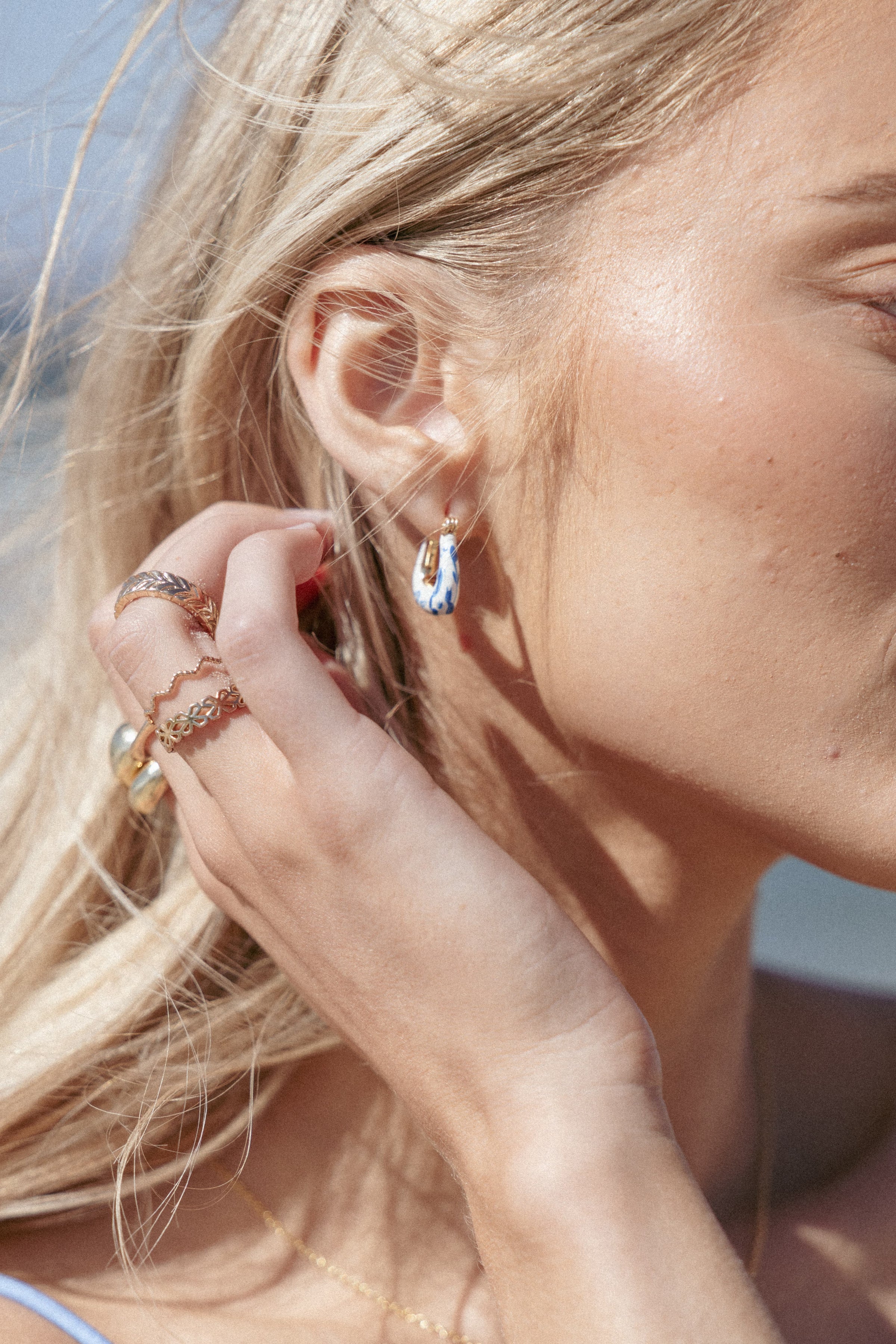 Petal and Pup USA ACCESSORIES Riven Earrings - Blue One Size