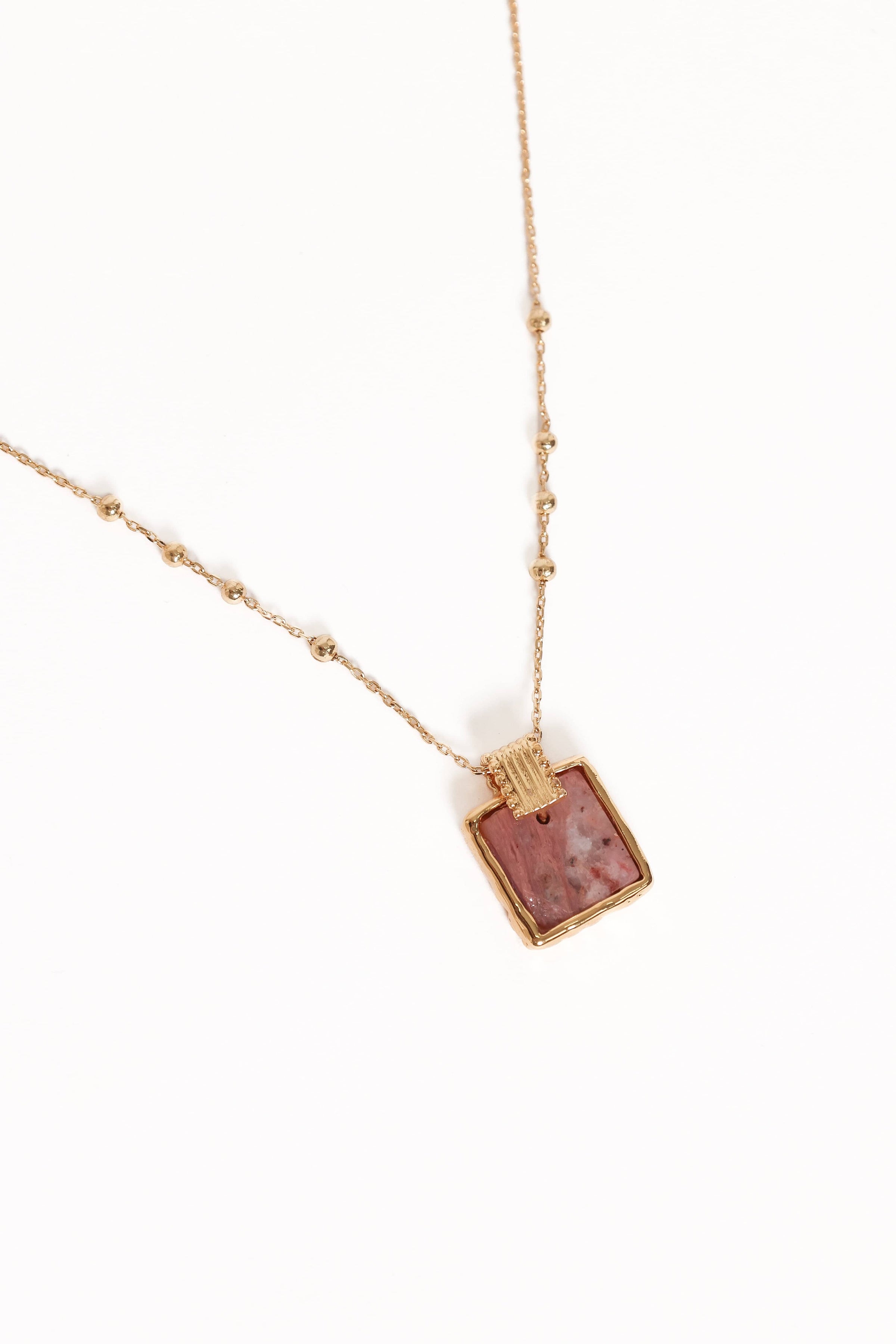 Petal and Pup USA ACCESSORIES Rosie Necklace - Gold/Pink One Size