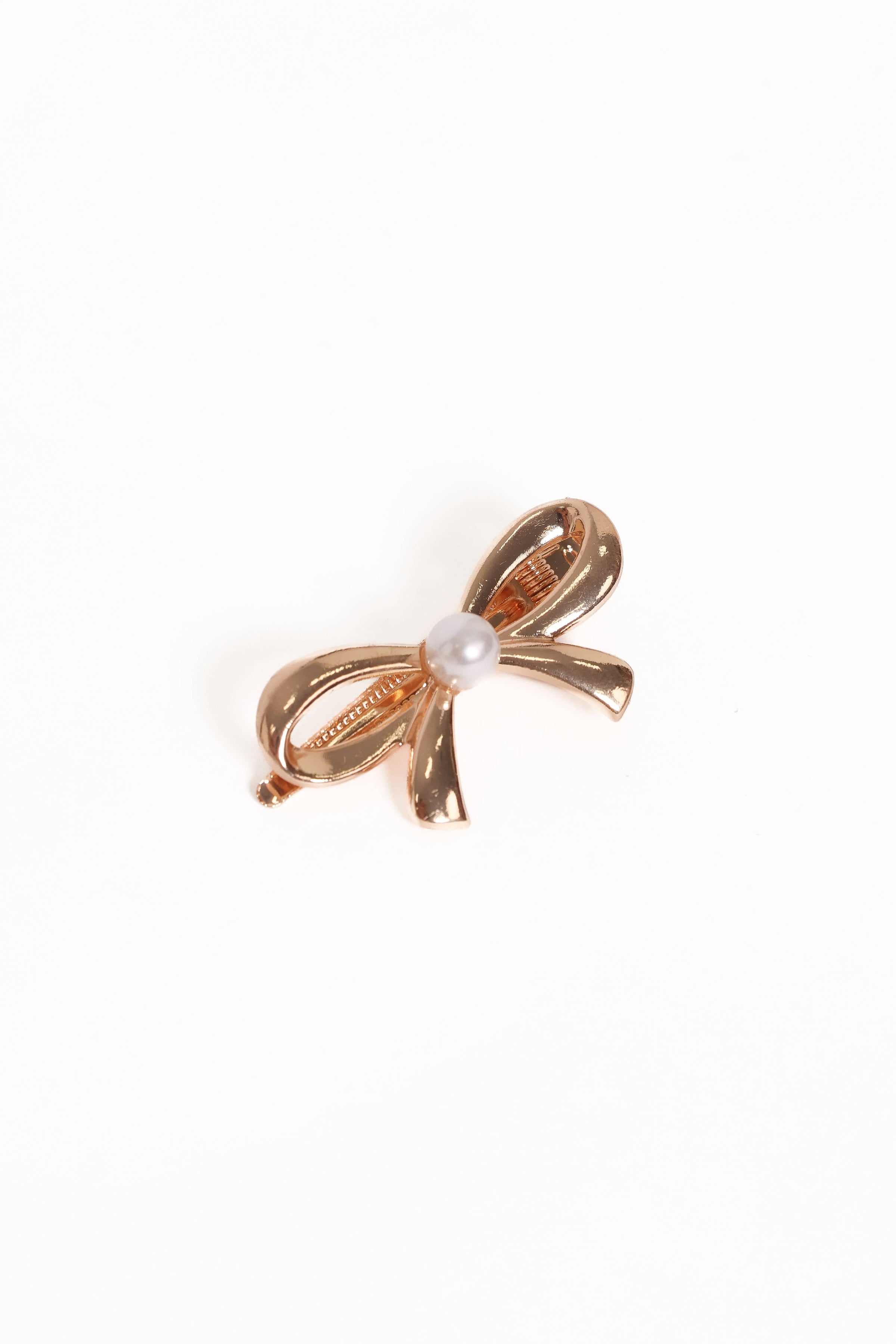 Petal and Pup USA ACCESSORIES Scout Bow Hair Clip - Gold/Pearl One Size