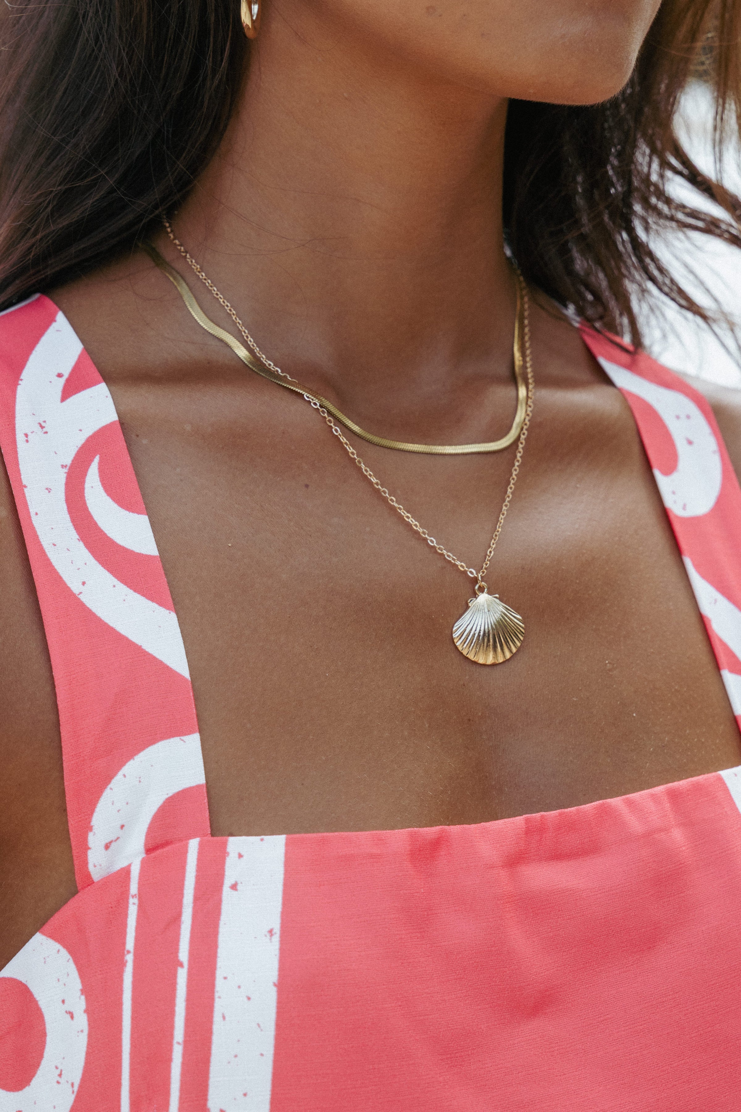 Petal and Pup USA ACCESSORIES Shell Necklace - Gold One Size