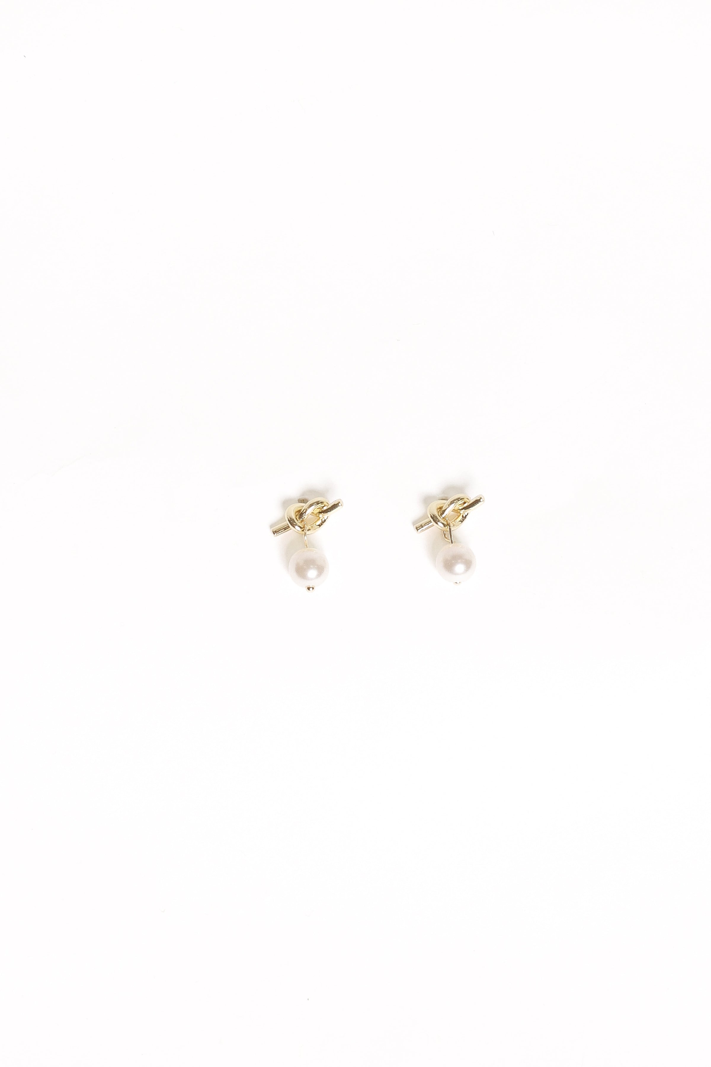 Petal and Pup USA ACCESSORIES Valentina Knot Earrings - Gold/Pearl One Size