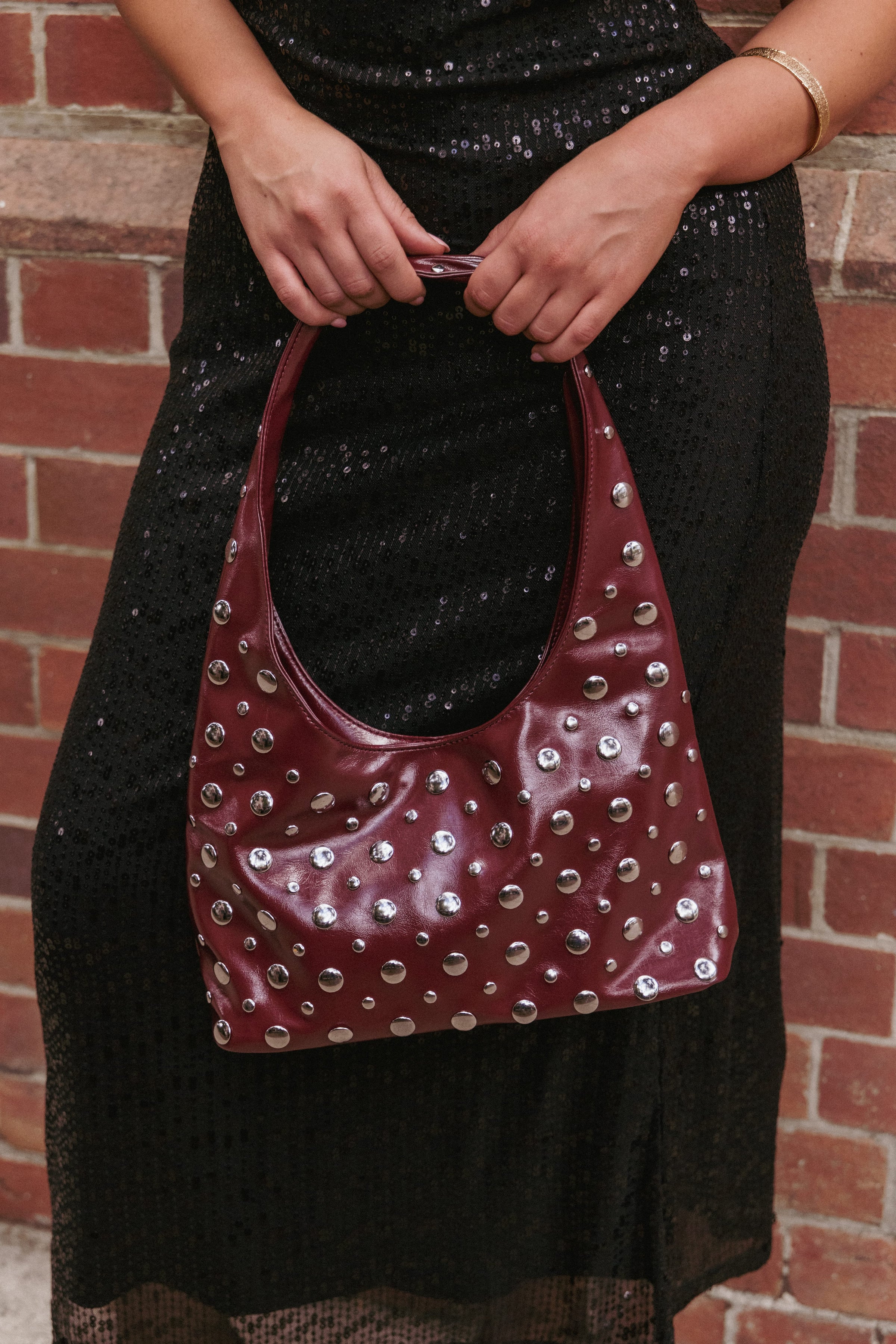 Petal and Pup USA ACCESSORIES Valerie Studded Bag - Red One Size