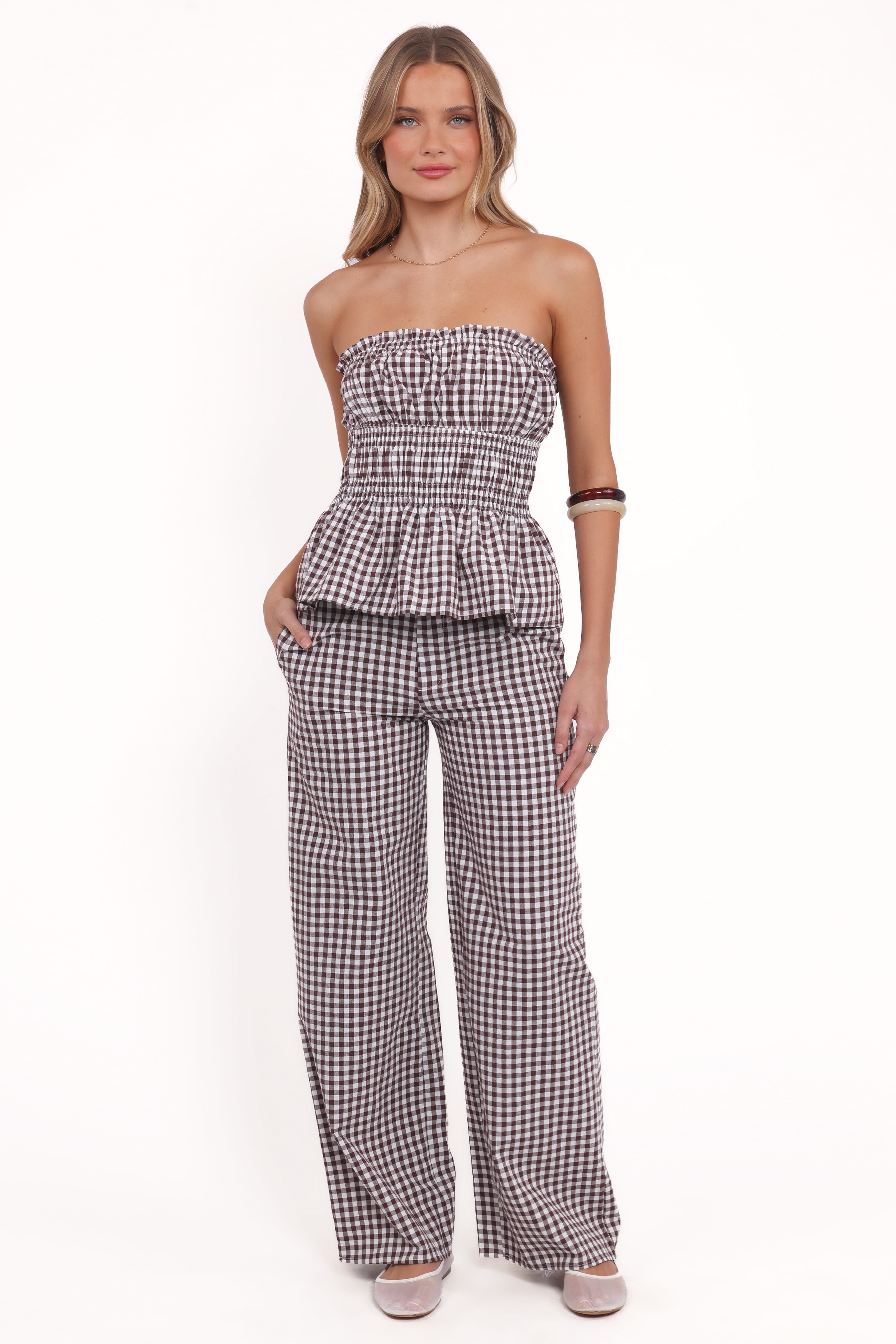 Petal and Pup USA BOTTOMS Abbott Pants - Brown Gingham