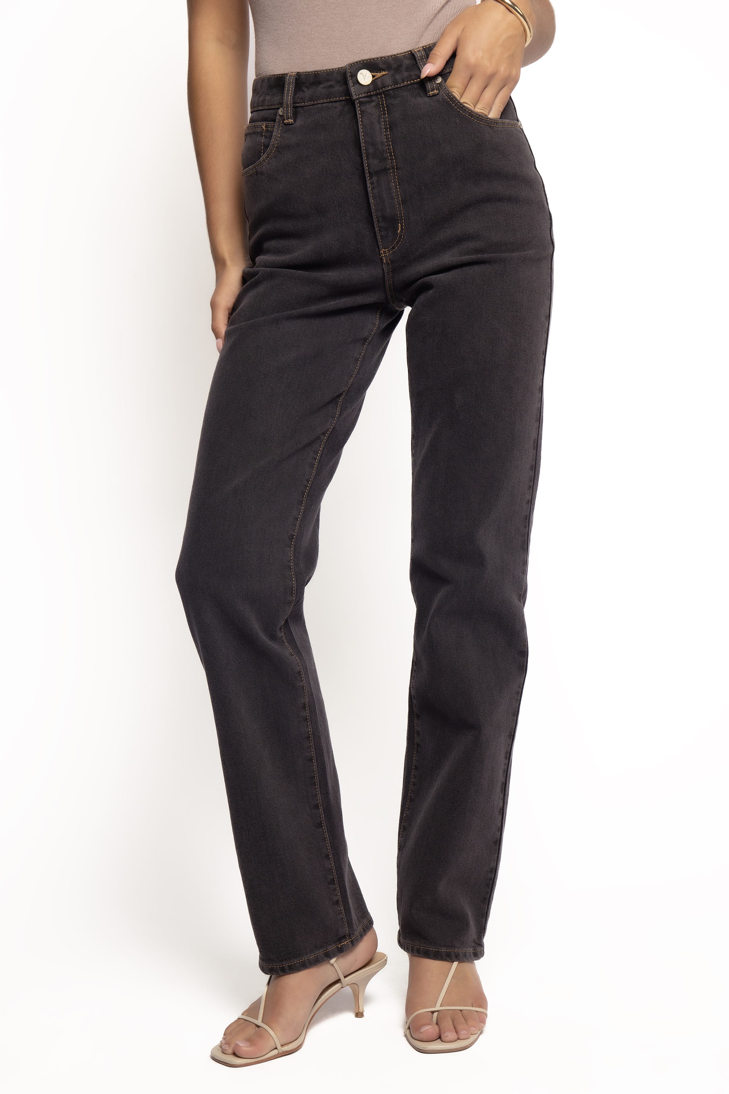 Petal and Pup USA BOTTOMS Abrand 94 High Straight Jeans - Cara Washed Black