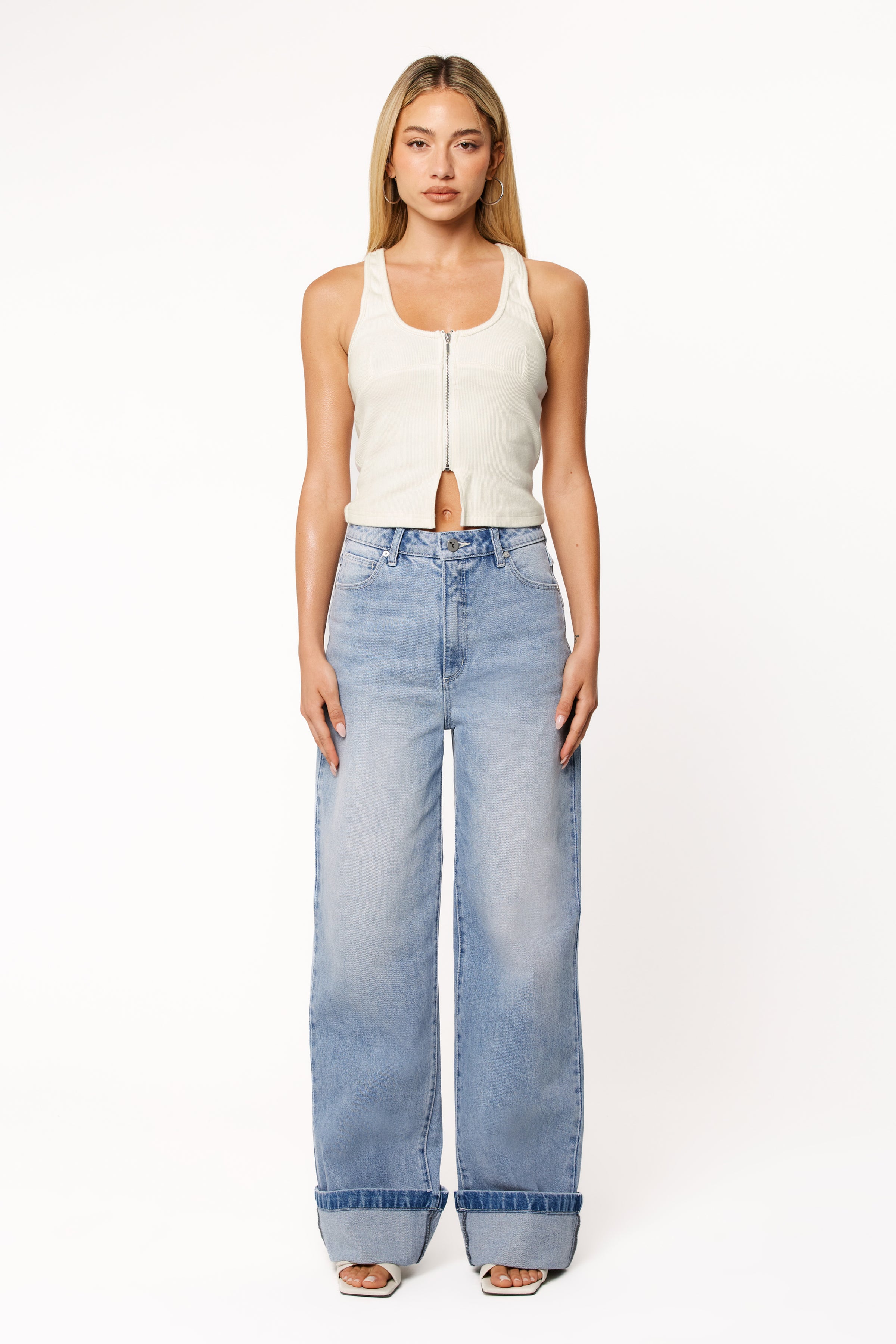 Petal and Pup USA BOTTOMS Abrand 94 High Wide Jeans - Jordan Worn Turn Up