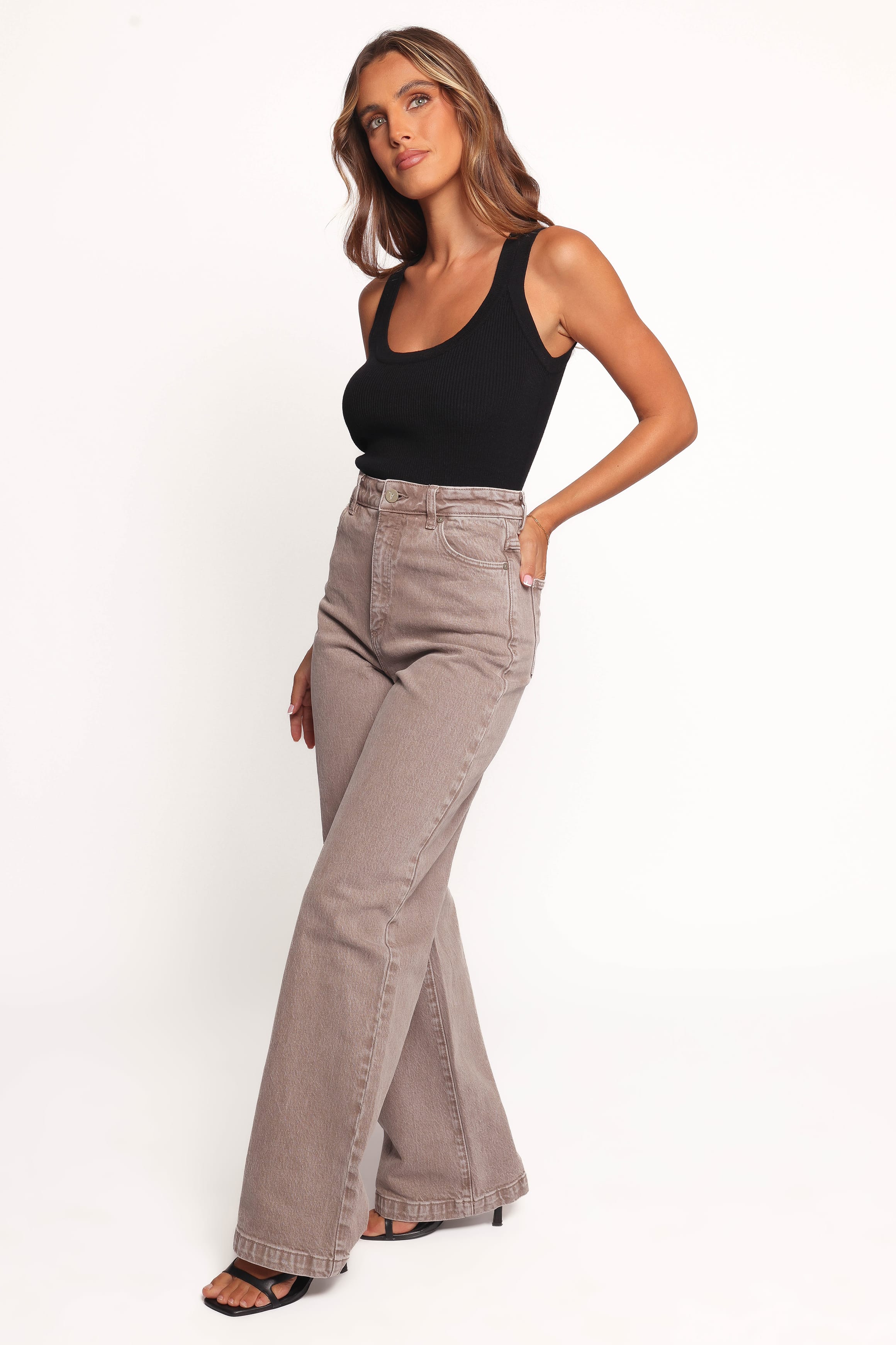 Petal and Pup USA BOTTOMS Abrand 94 High Wide Jeans - Mushroom