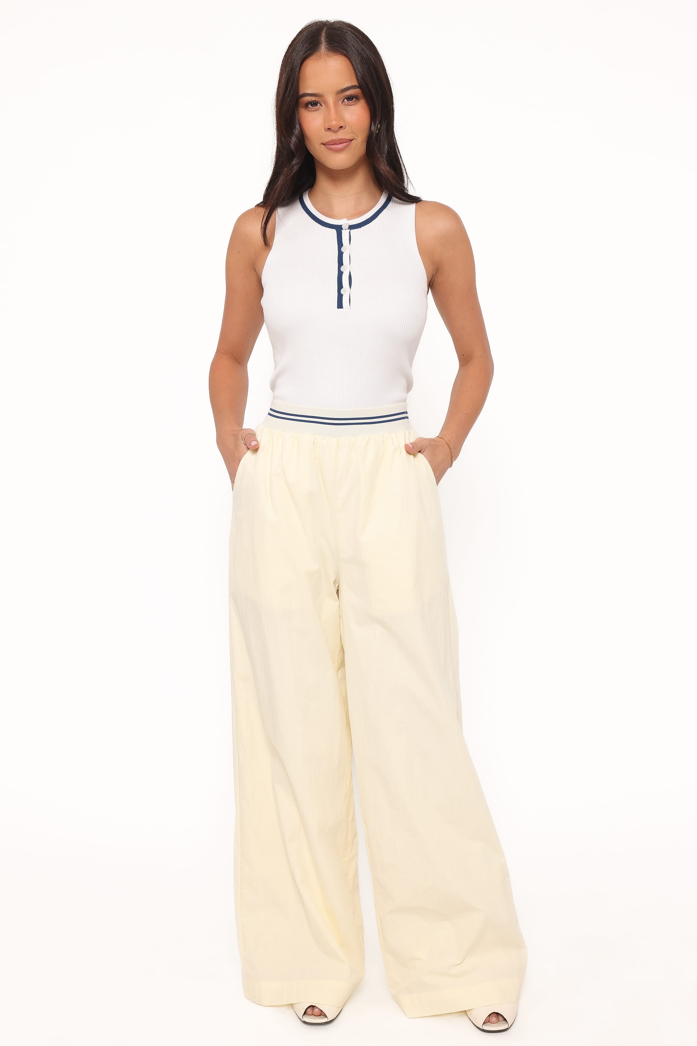 Petal and Pup USA BOTTOMS Adam Wide Leg Pant - Pale Yellow