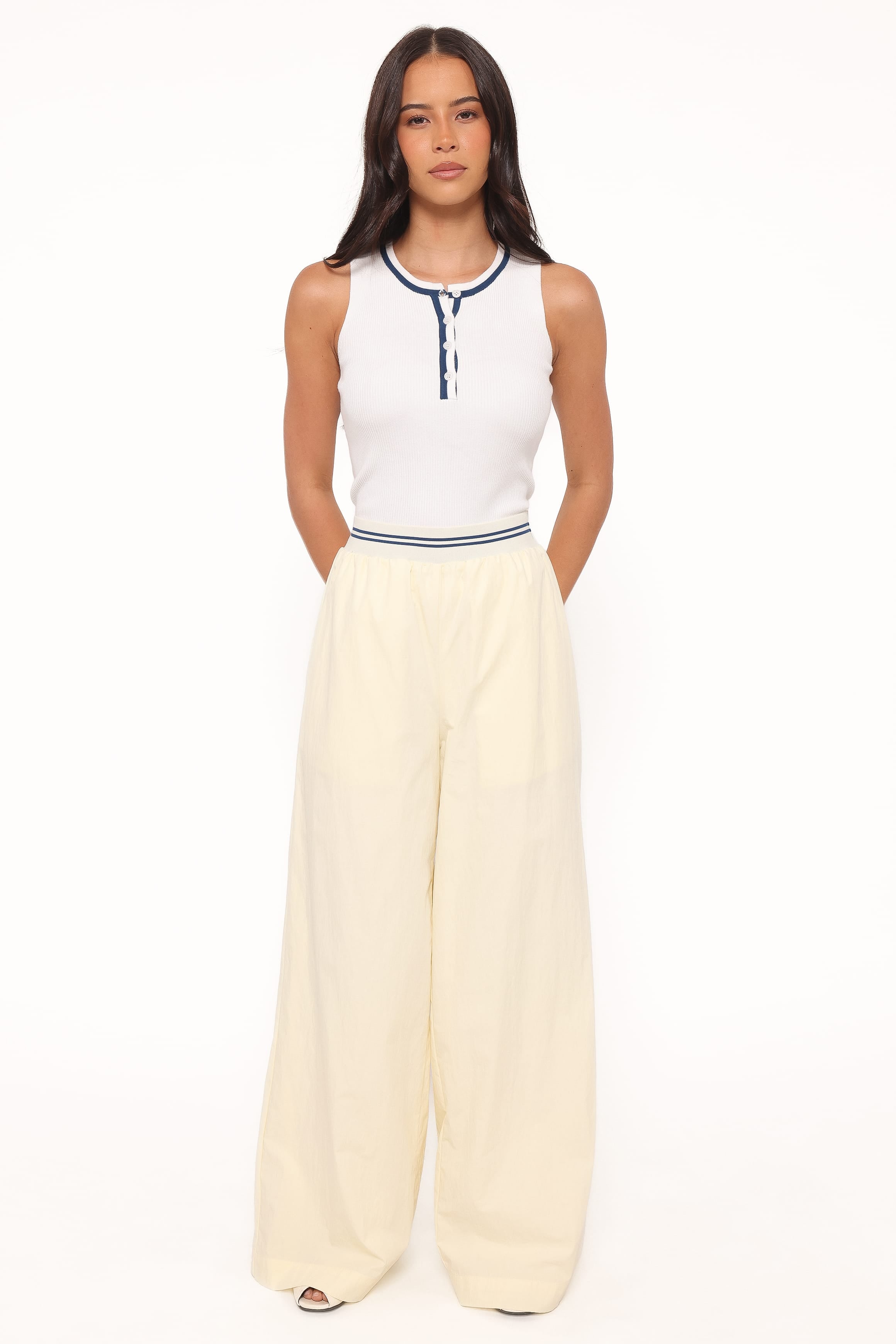 Petal and Pup USA BOTTOMS Adam Wide Leg Pant - Pale Yellow