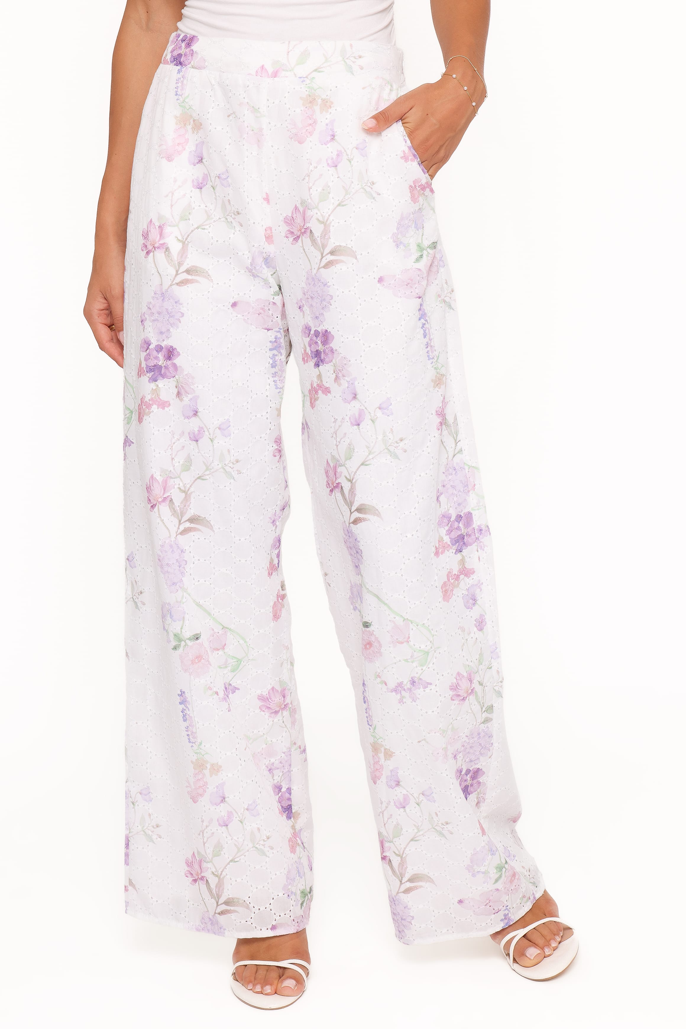 Petal and Pup USA BOTTOMS Adams Fitted Pant - Purple Floral