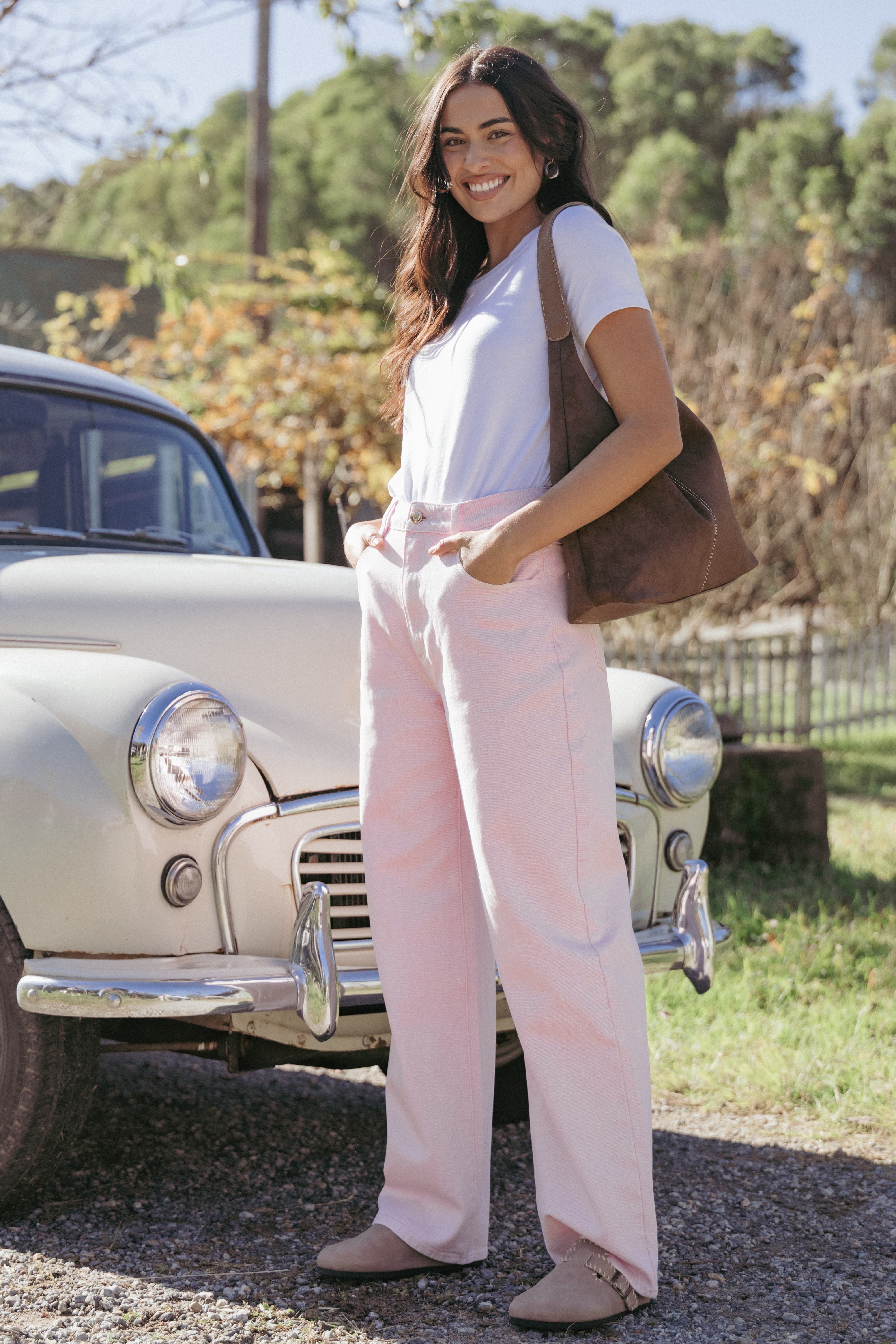 Petal and Pup USA BOTTOMS Ailis Wide Leg Jean - Dusty Pink