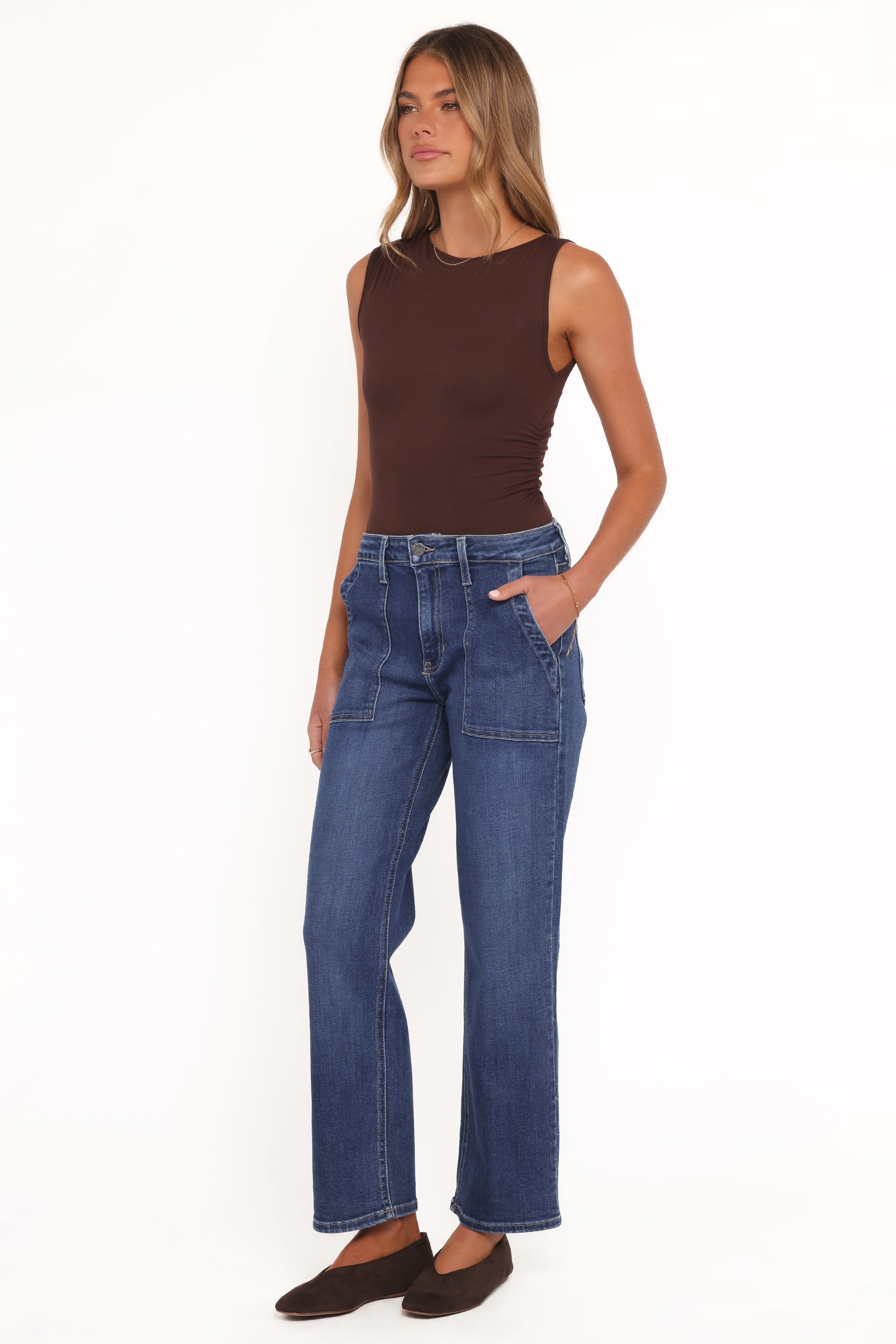 Petal and Pup USA BOTTOMS Amara Utility Pocket Straight Jean - Dark Wash