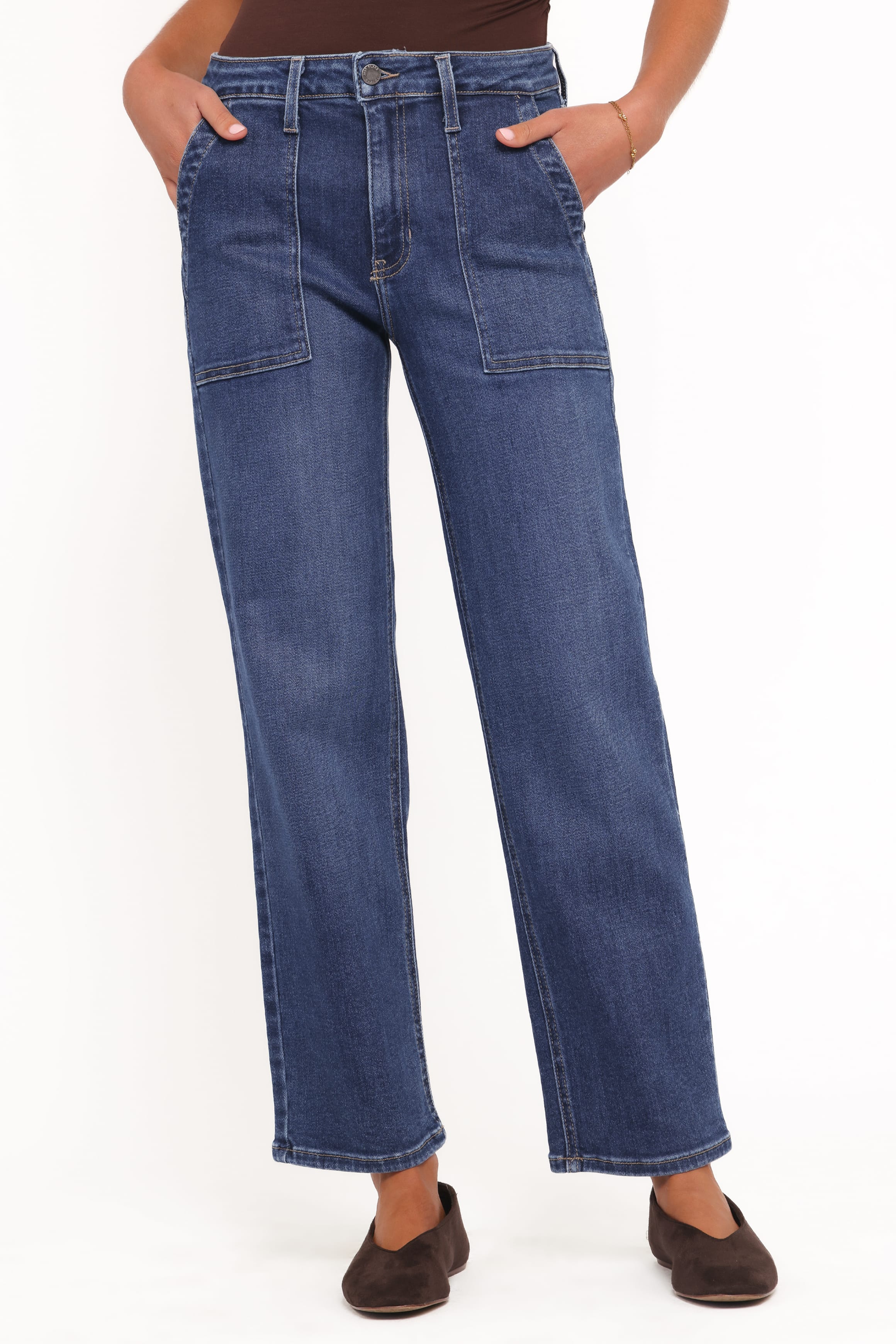 Petal and Pup USA BOTTOMS Amara Utility Pocket Straight Jean - Dark Wash