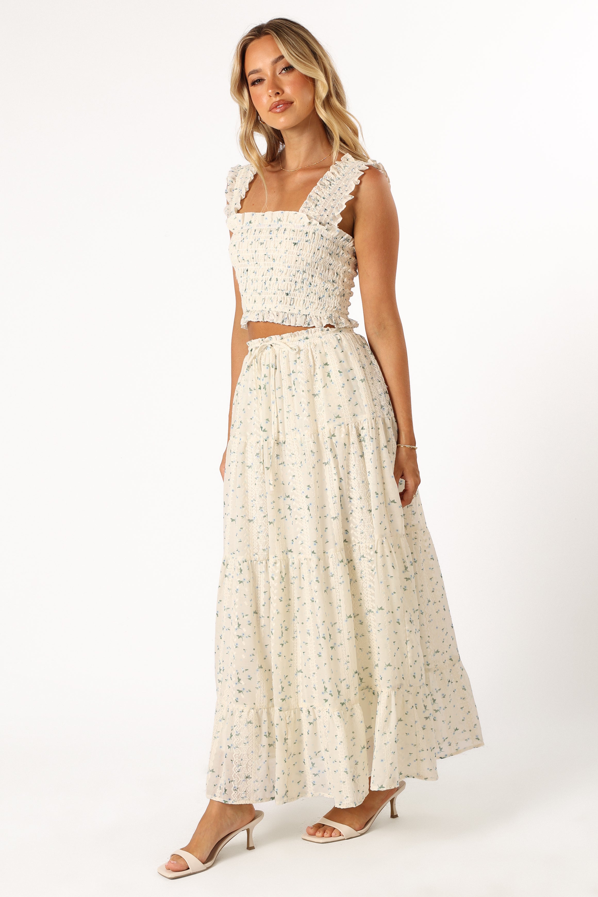 Petal and Pup USA BOTTOMS Amberlyn Maxi Skirt - Blue Floral