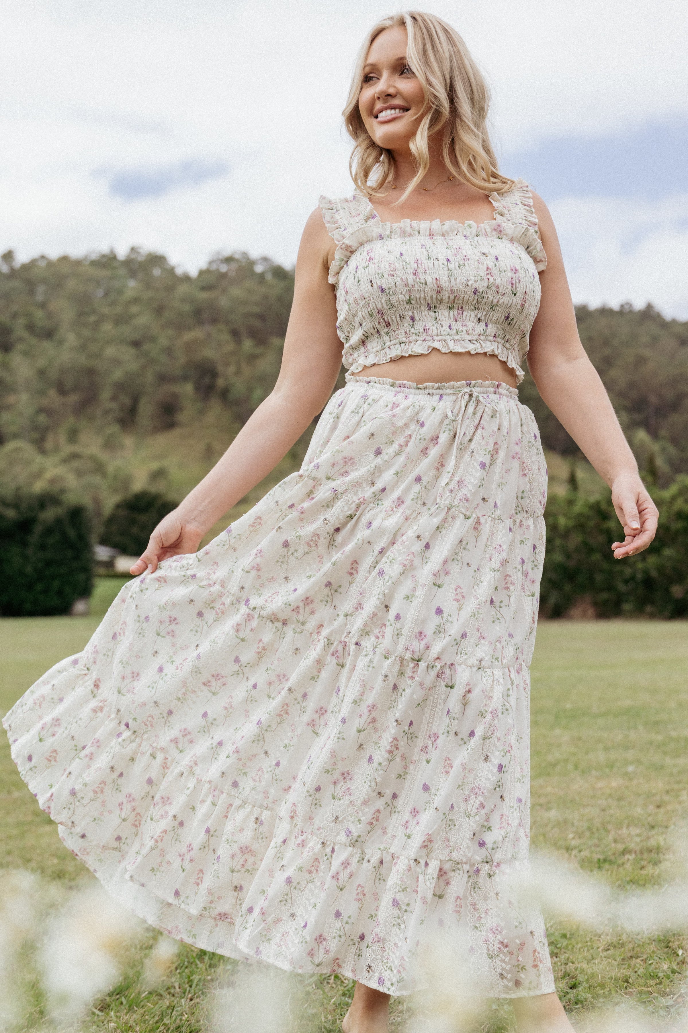 Petal and Pup USA BOTTOMS Amberlyn Maxi Skirt - Pink Floral
