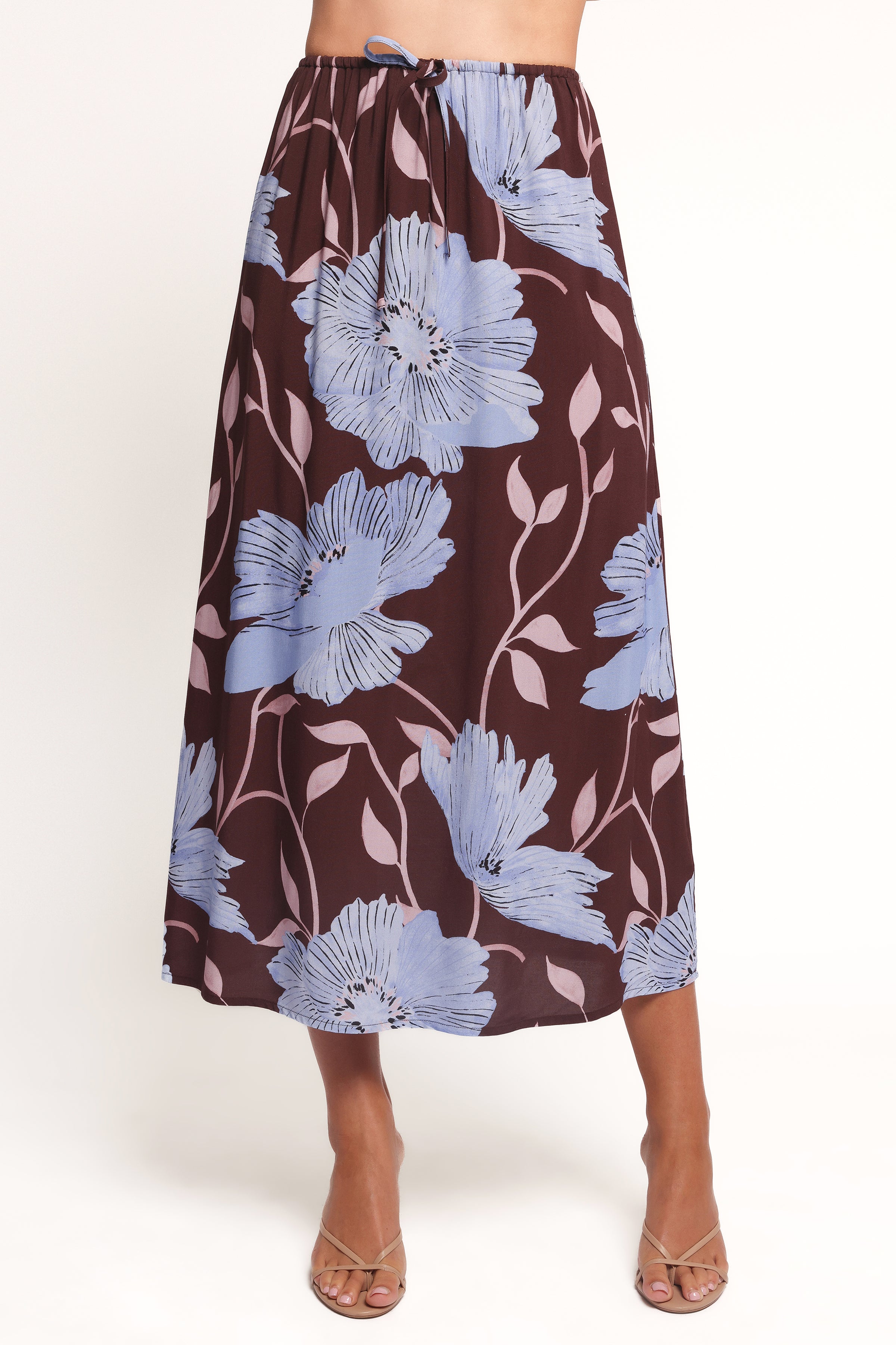 Petal and Pup USA BOTTOMS Angie Midi Skirt - Blue Poppies
